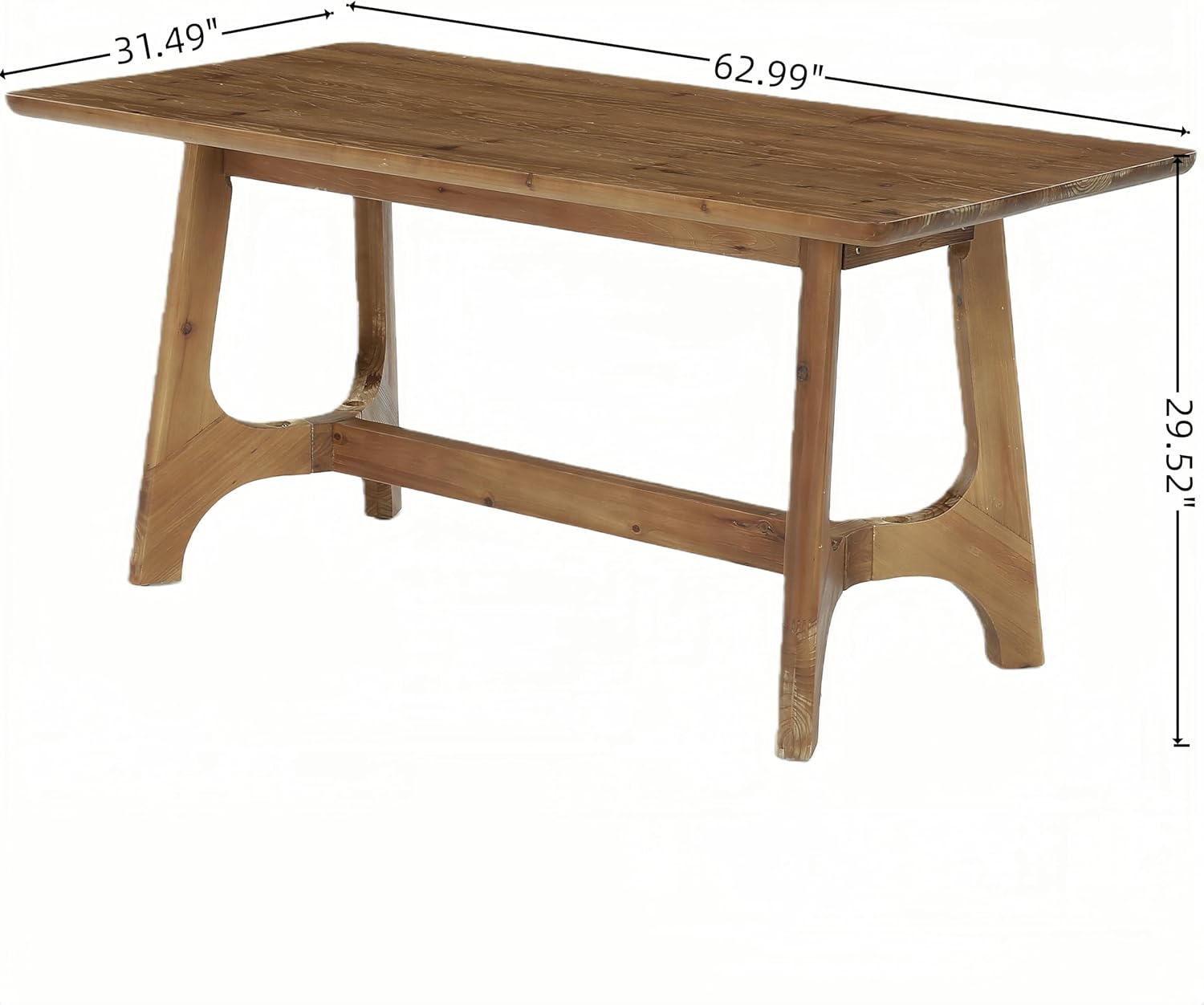 62.99" Solid Wood Conference Table, Rectangular Seminar Desk Meeting Room Table for 4-6 People