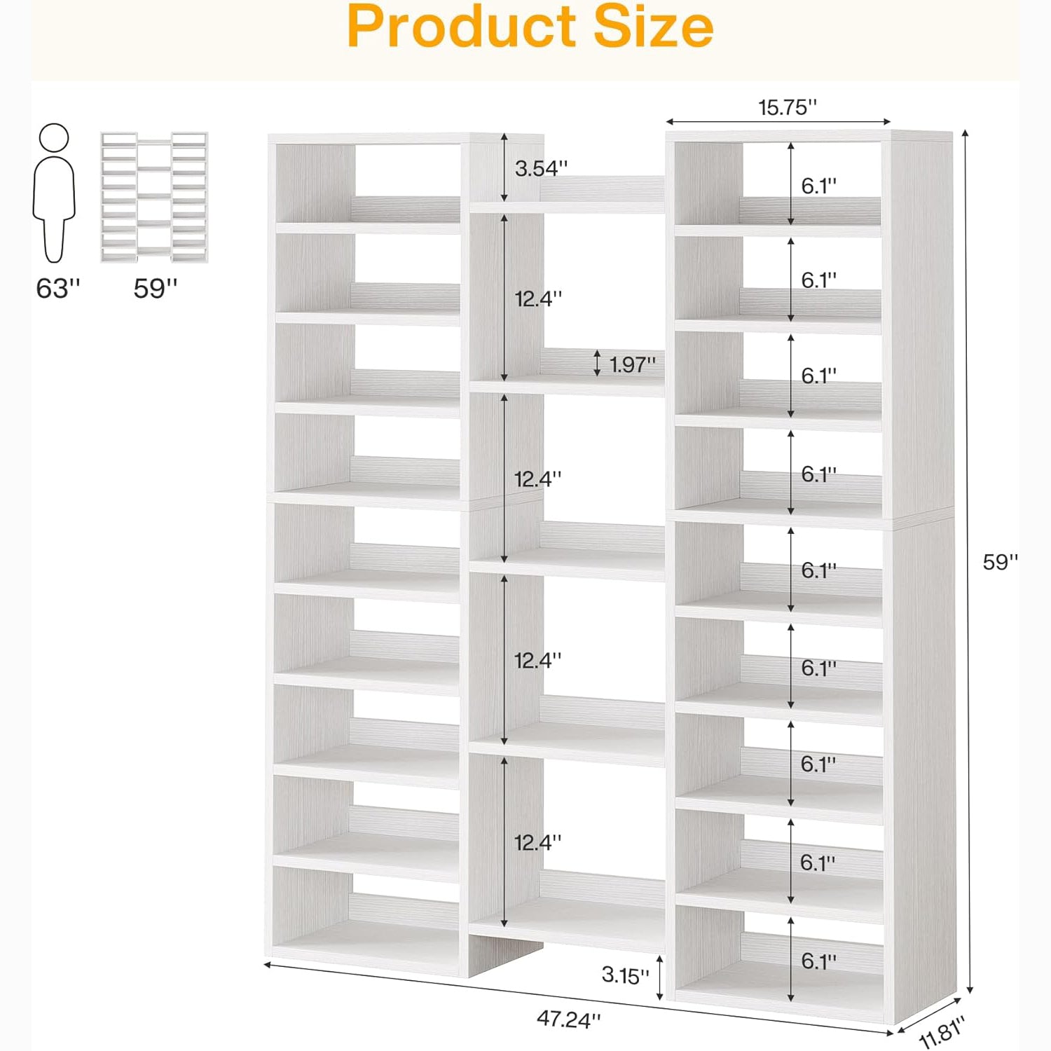 Tribesigns 14-Tier Tall Shoe Rack, Freestanding Wooden Shoe Organizer for Closet and Entryway