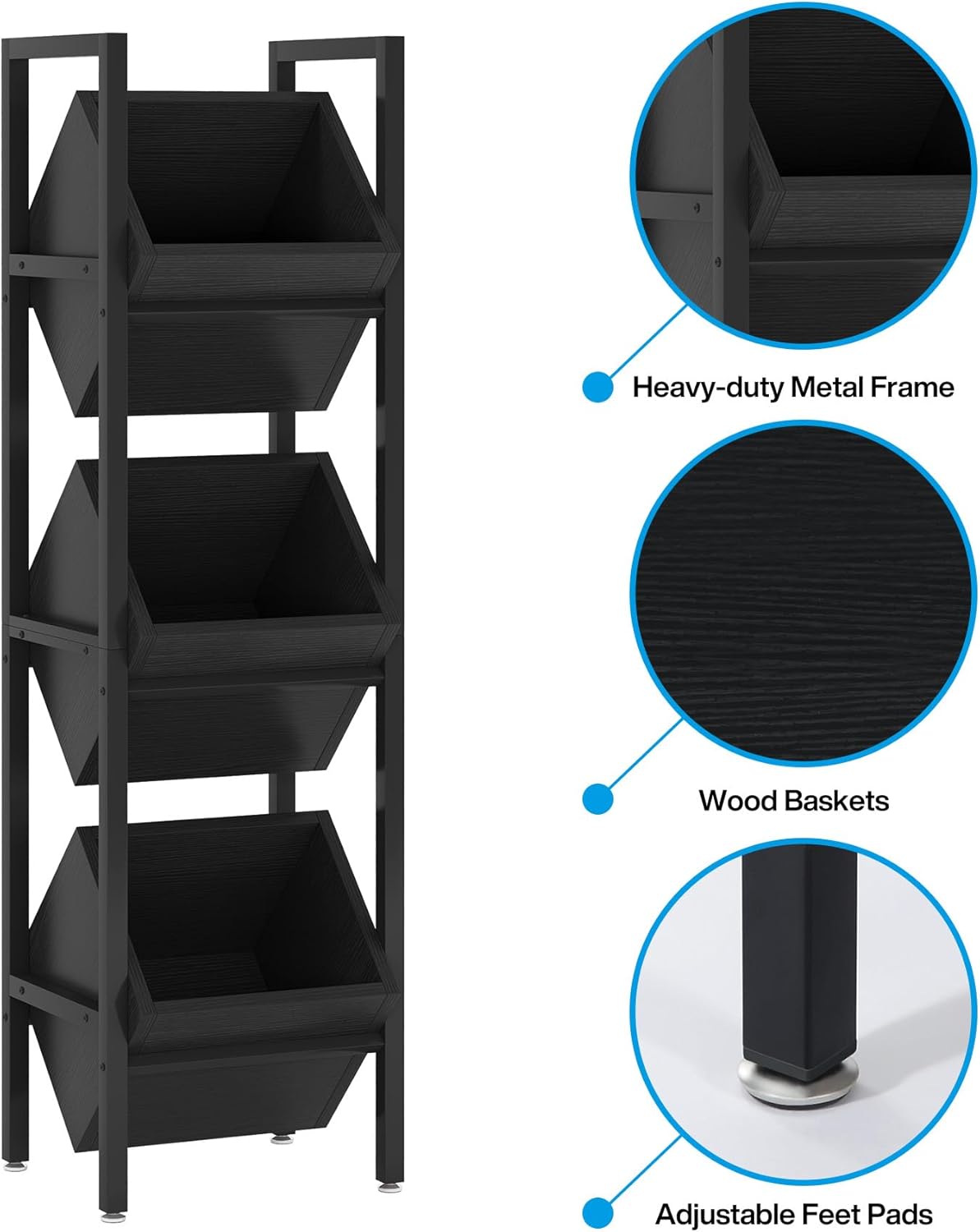 Tribesigns 3-Tier Freestanding Wine Rack, Wooden Wine Storage Stand for Kitchen and Cellar