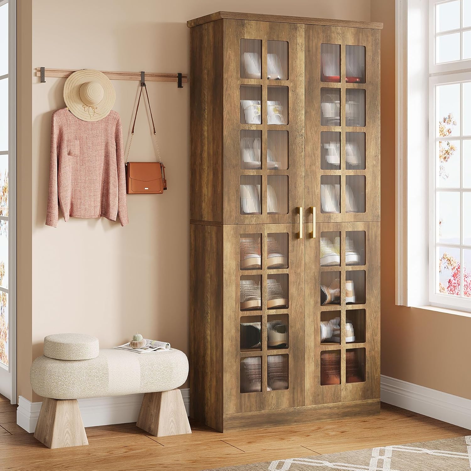 71“ Shoe Cabinet, Modern 8 - Tier Shoe Rack Storage Organizer with Adjustable Shelves Tribesigns