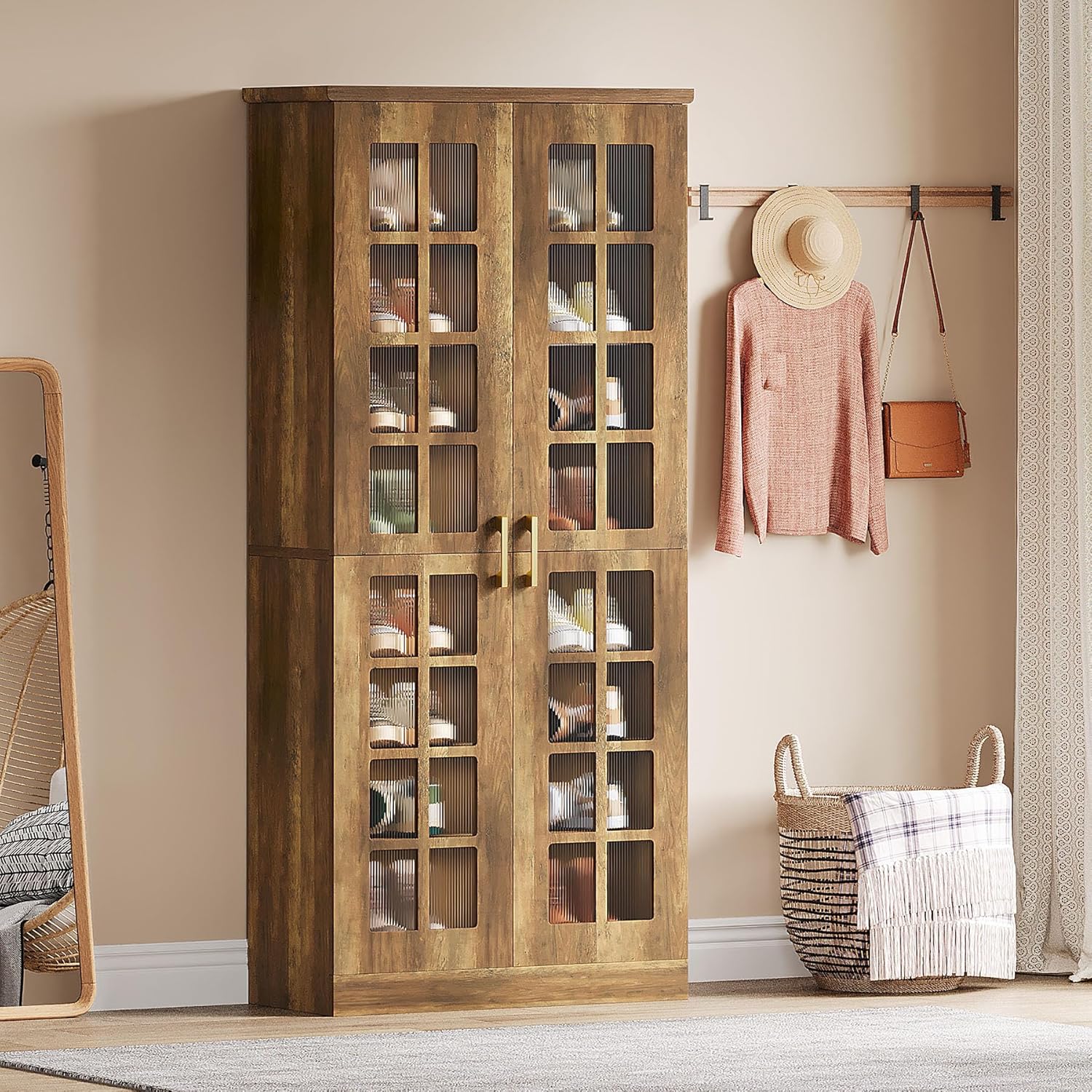 71“ Shoe Cabinet, Modern 8 - Tier Shoe Rack Storage Organizer with Adjustable Shelves Tribesigns