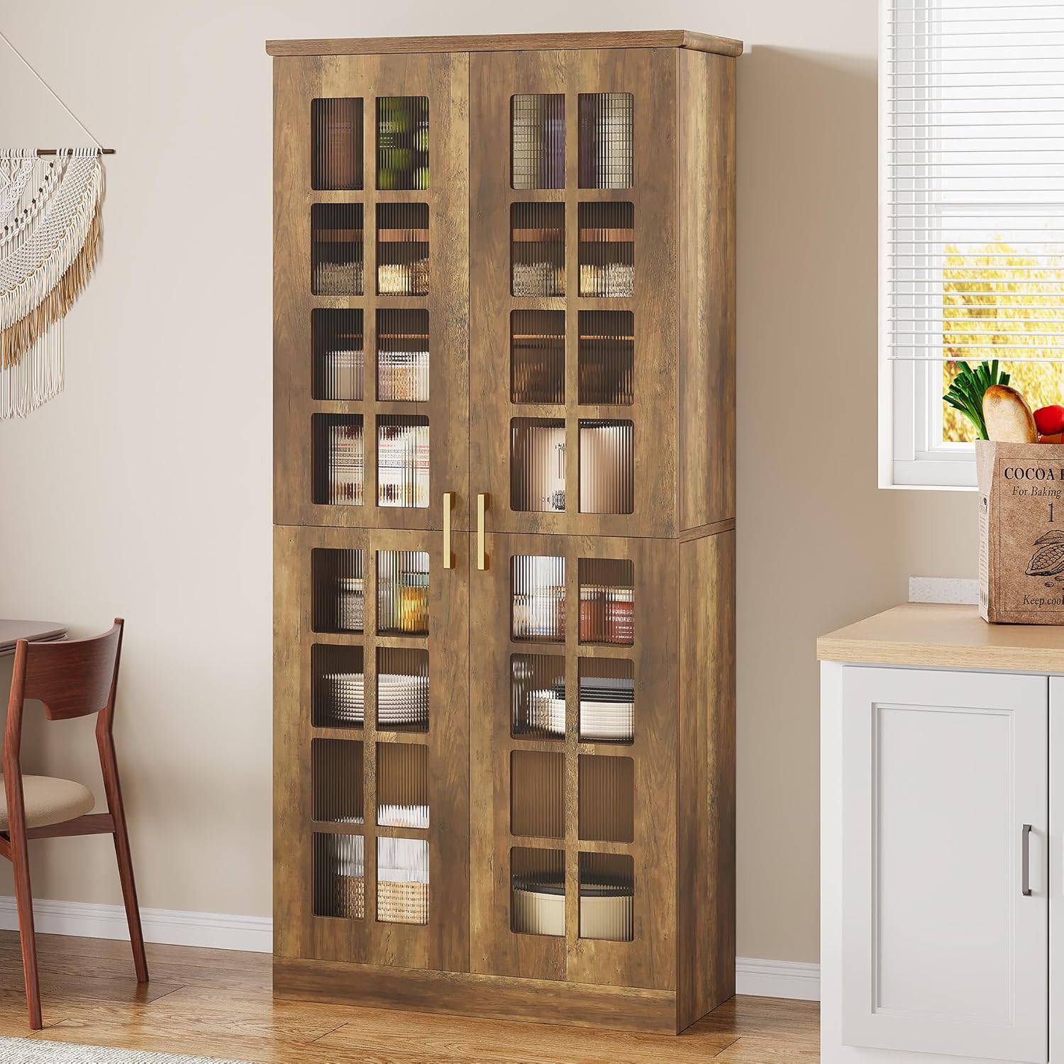 71" Tall Kitchen Pantry, Modern Storage Cabinet with Doors and Adjustable Shelves Tribesigns