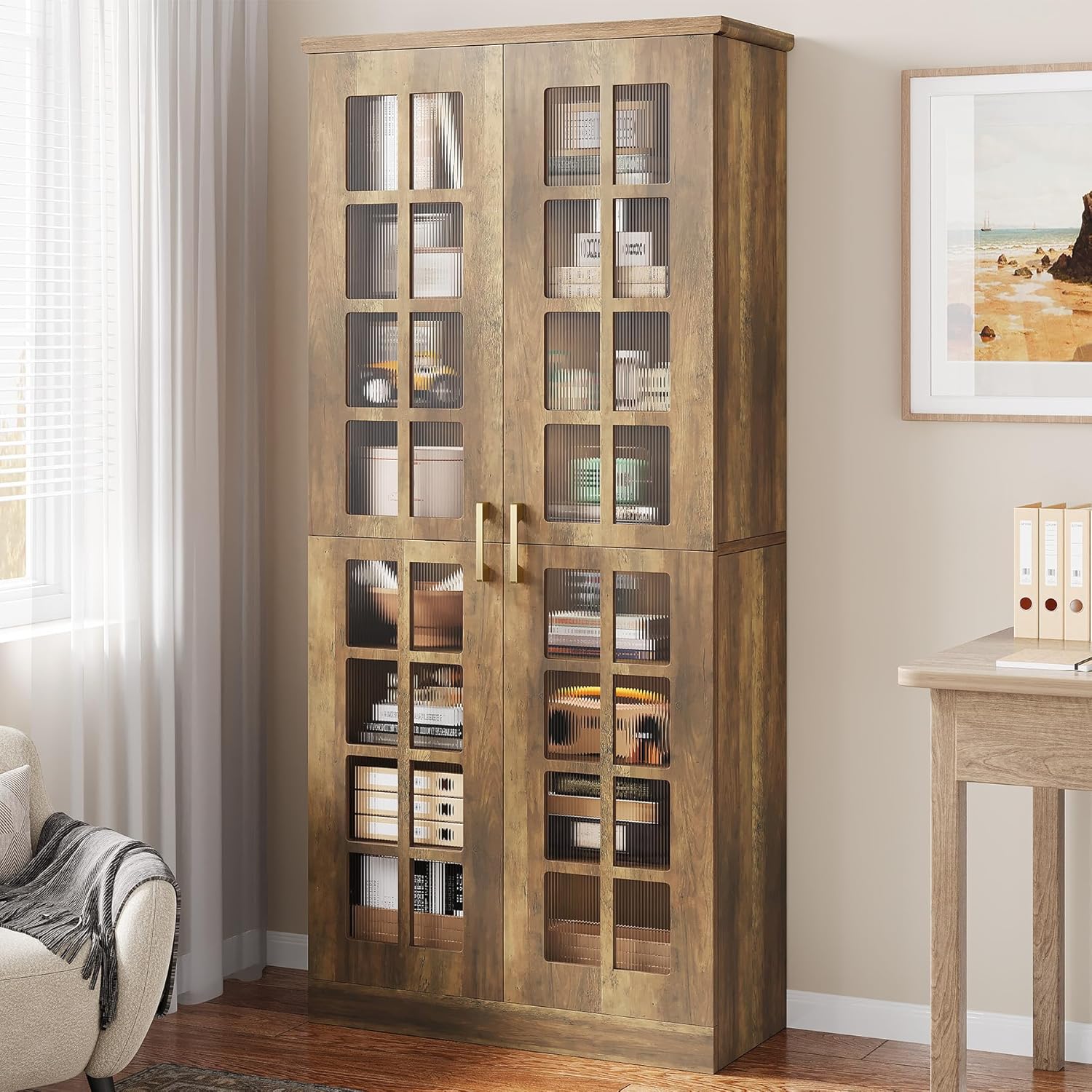 71" Tall Kitchen Pantry, Modern Storage Cabinet with Doors and Adjustable Shelves Tribesigns