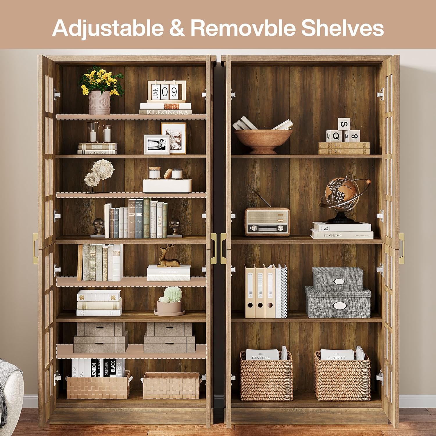 71" Tall Kitchen Pantry, Modern Storage Cabinet with Doors and Adjustable Shelves Tribesigns