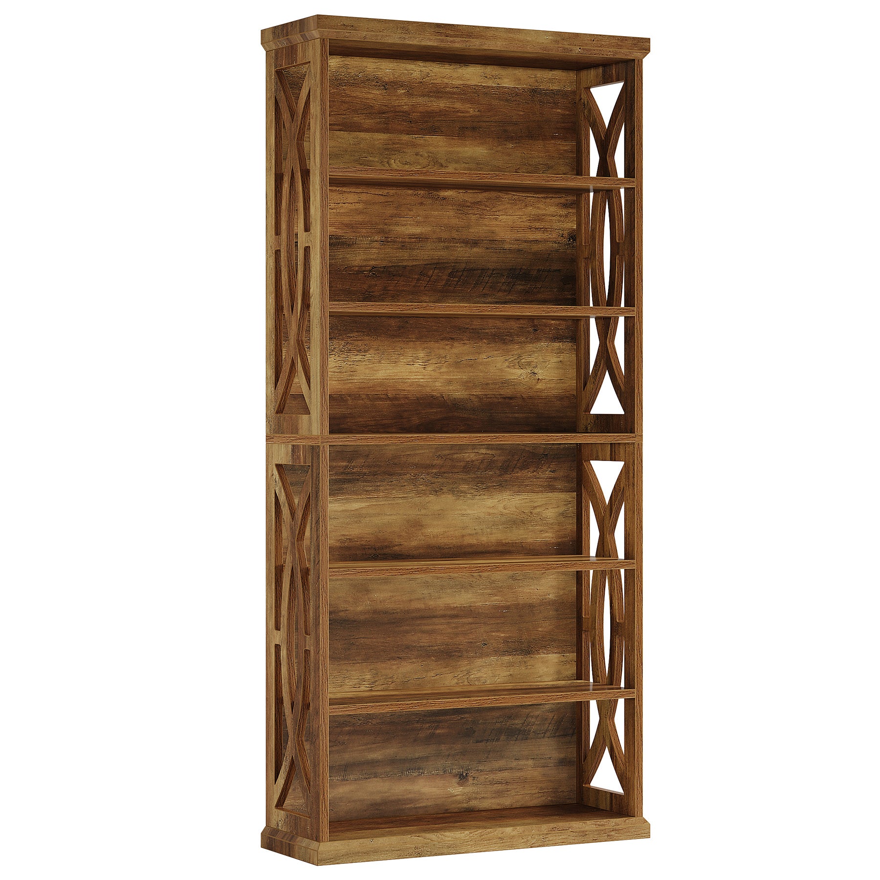 71" Wooden Bookshelf, 6-Tier Freestanding Bookcase Display Shelves