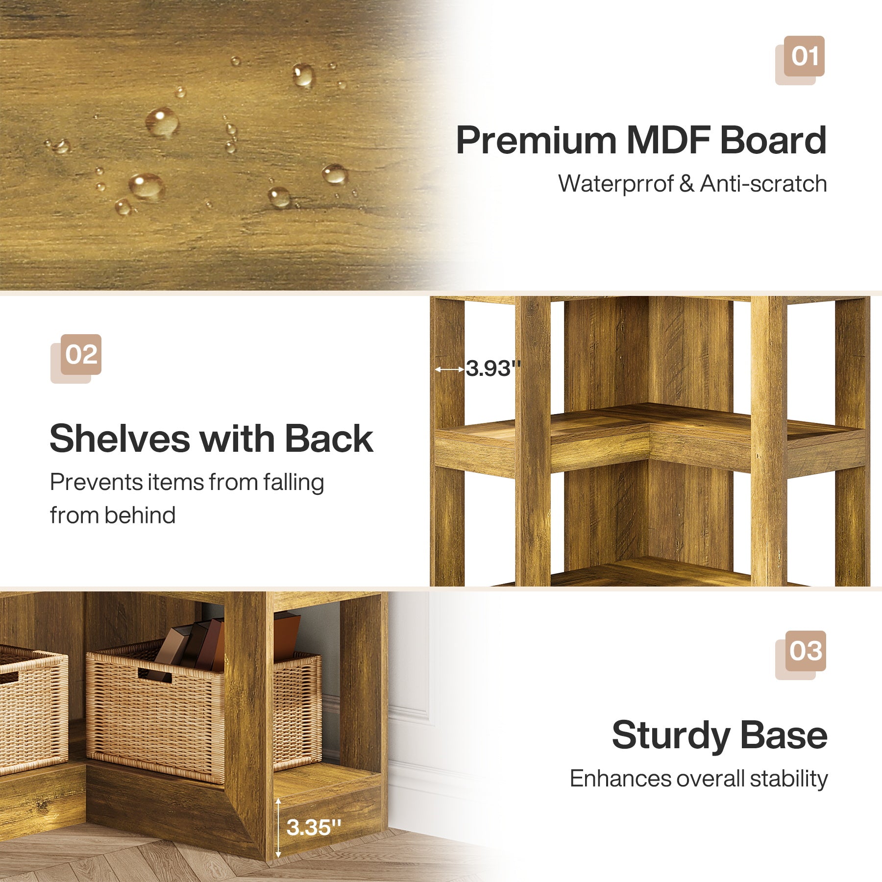 71" Wooden Bookshelf, Corner 6-Tier L-Shaped Shelf Stand with Storage