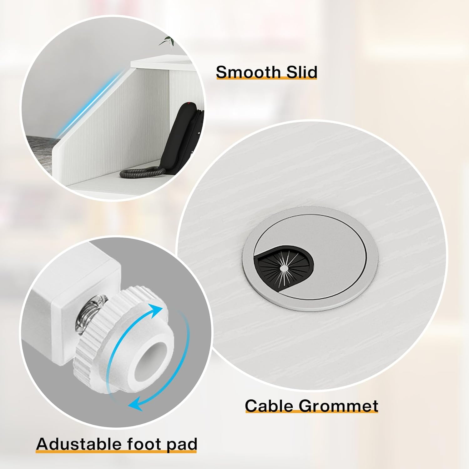 46.46" Modern Reception Desk, White Front Counter with Cable Grommet for Salon and Home Office