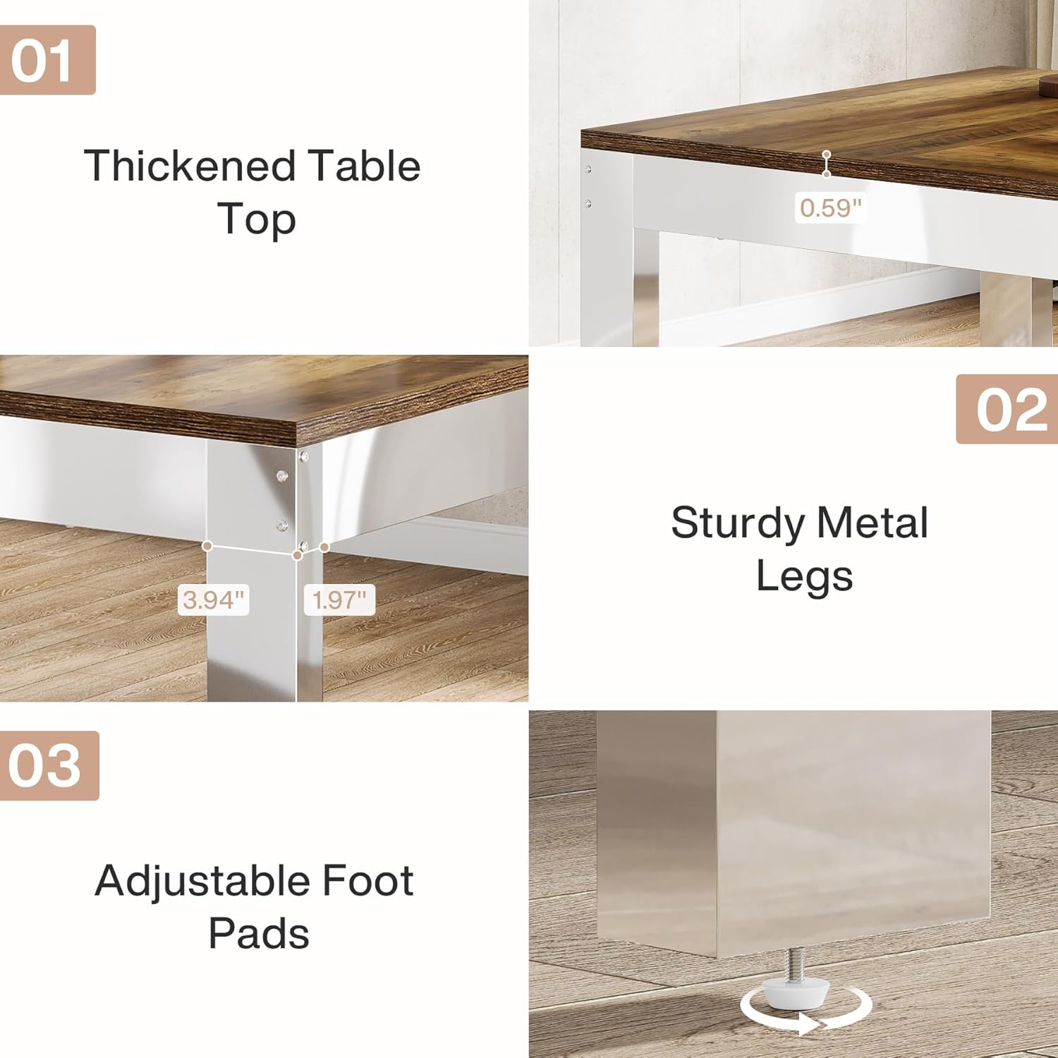 6.5FT Conference Table, 78" Executive Desk with Mirrored Metal Legs for 8 - 10 Tribesigns