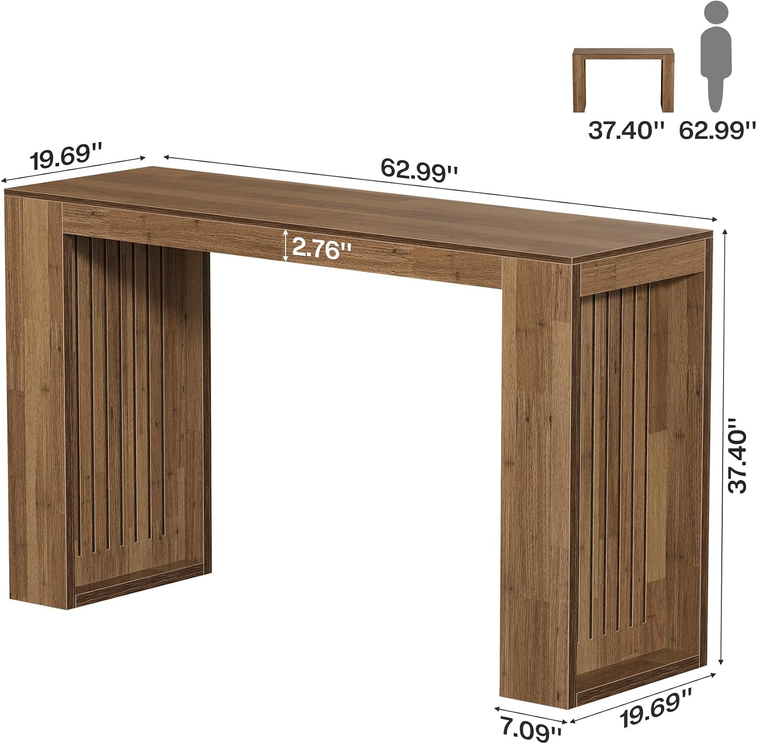 63" Long Bar Table, Counter Height Home Bar Unit Dining Table