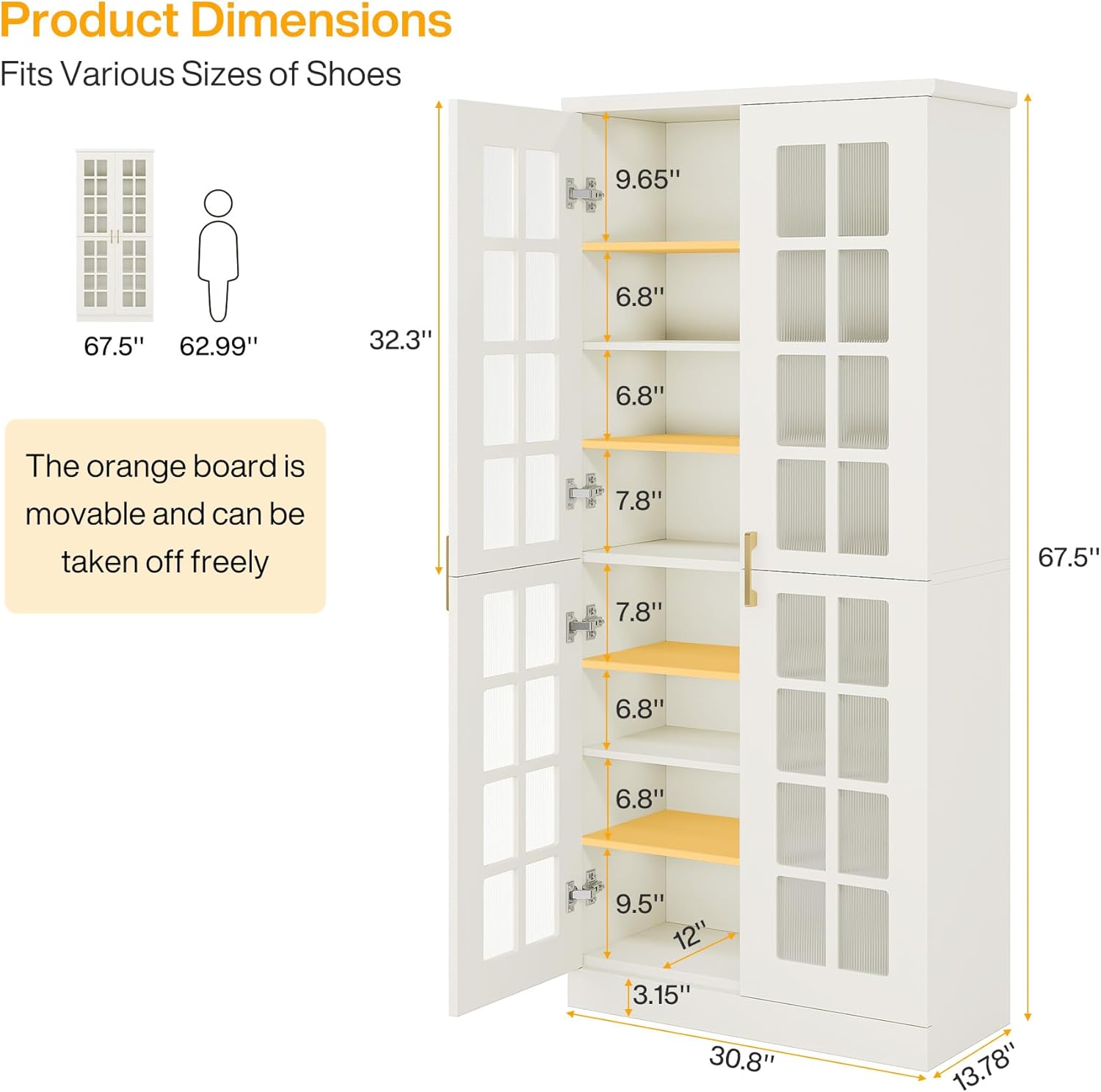 Modern Shoe Cabinet, 8-Tier Shoe Storage Racks With Adjustable Shelves