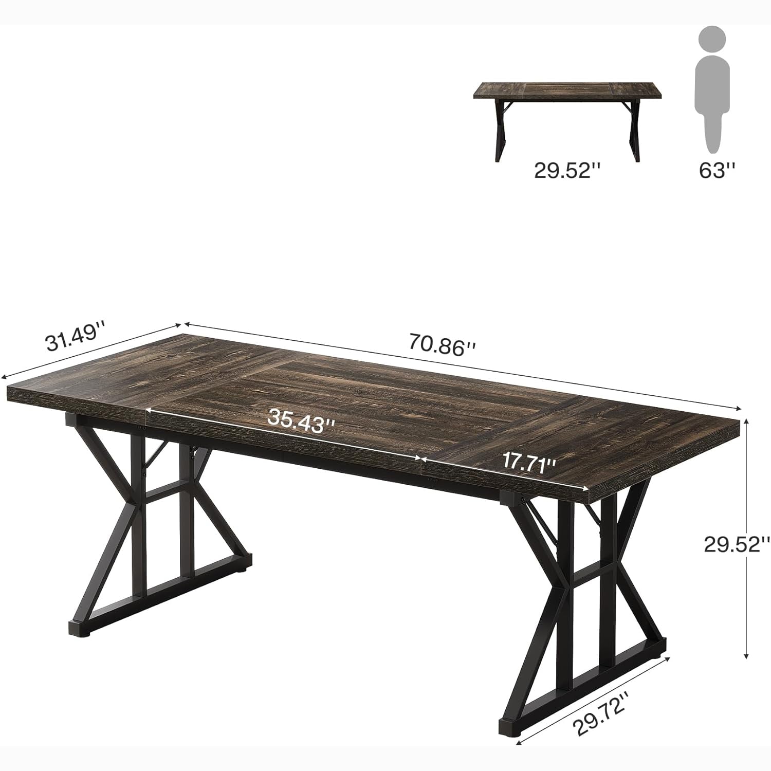 Tribesigns 70.86" Executive Desk, Industrial Style Computer Desk for Home Office