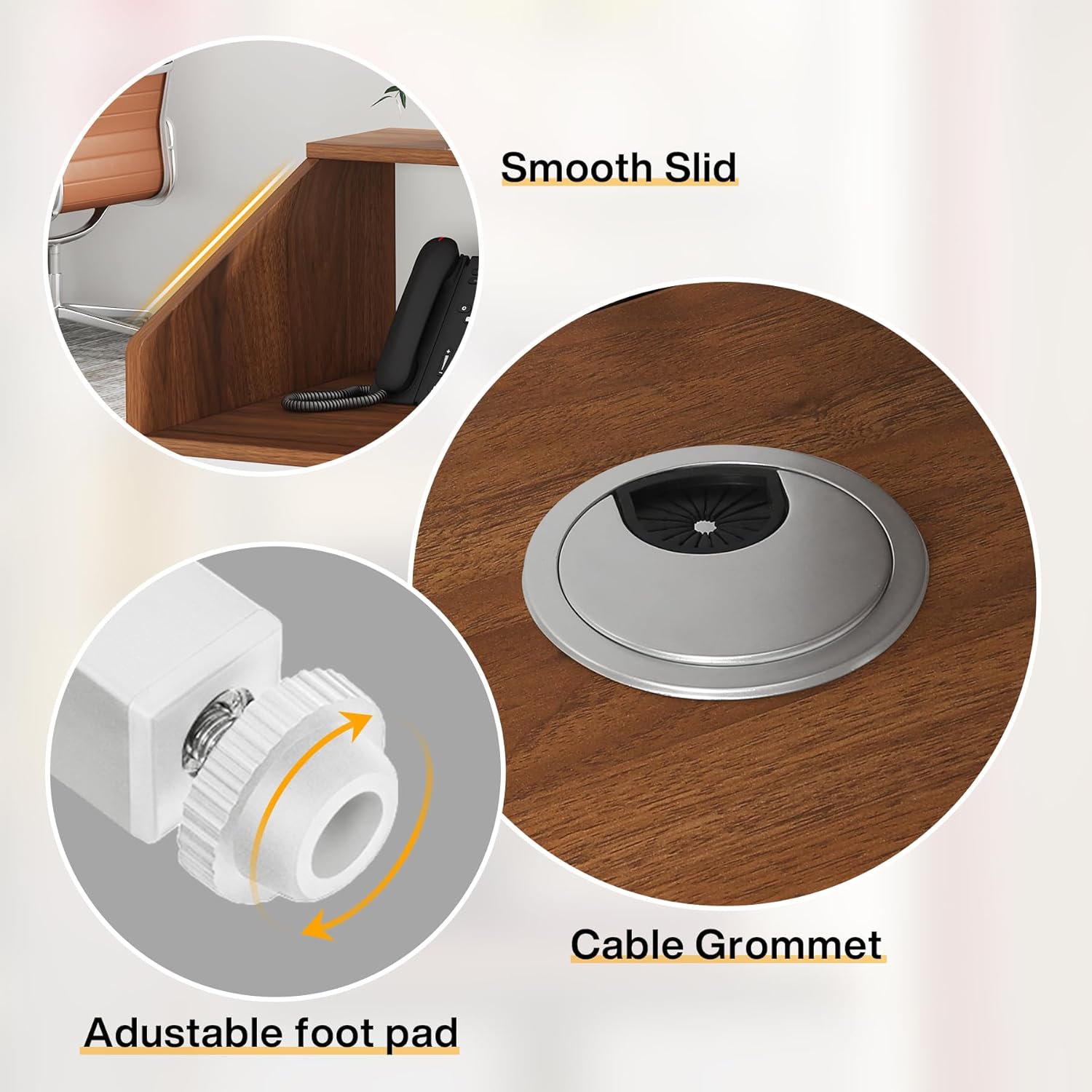 46.46" Modern Reception Desk, White Front Counter with Cable Grommet for Salon and Home Office