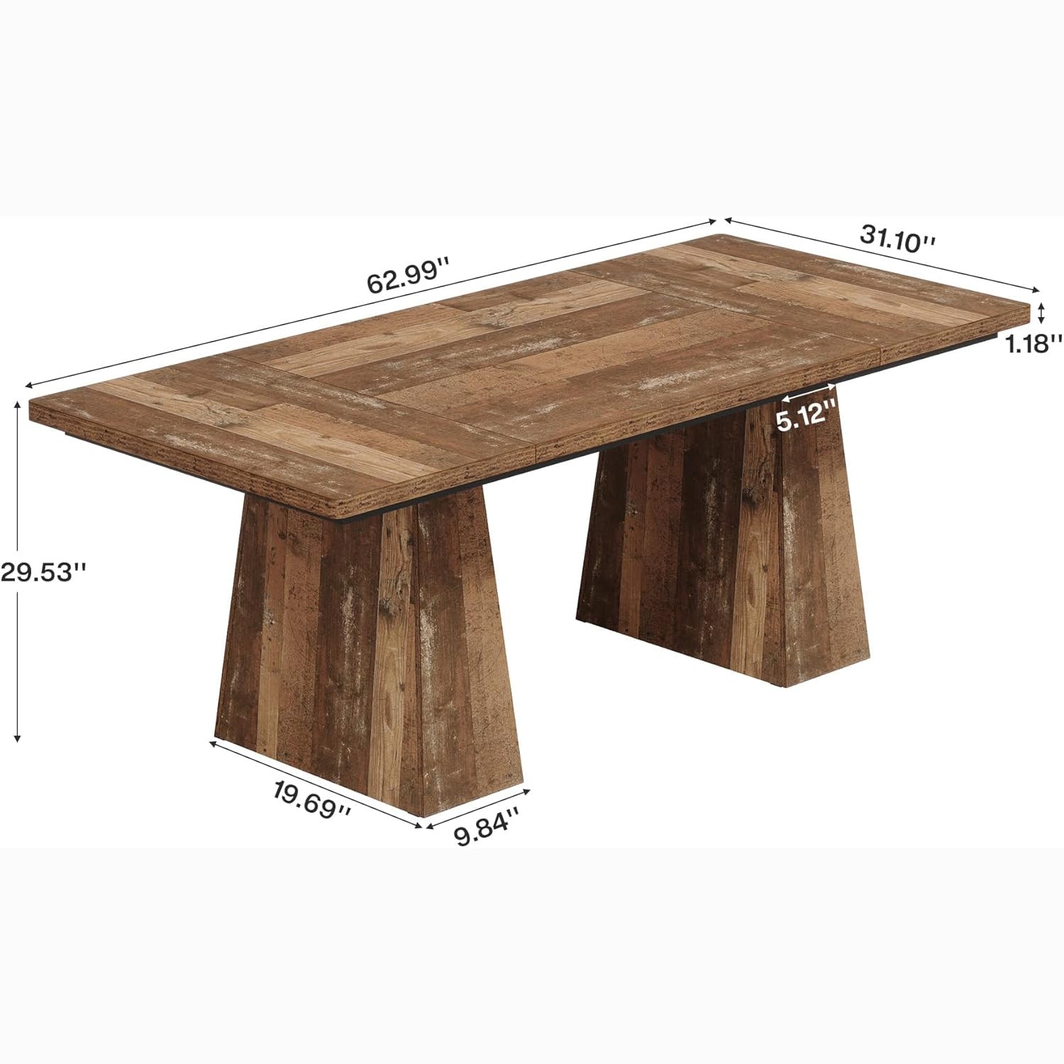 63" Executive Office Desk, Modern Black Double Pedestal Workstation for Home