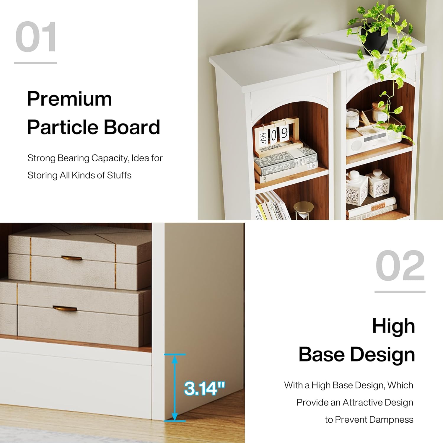 70.9" Tall Narrow Bookcase with 5-Tier Storage, Modern Cube Bookshelf