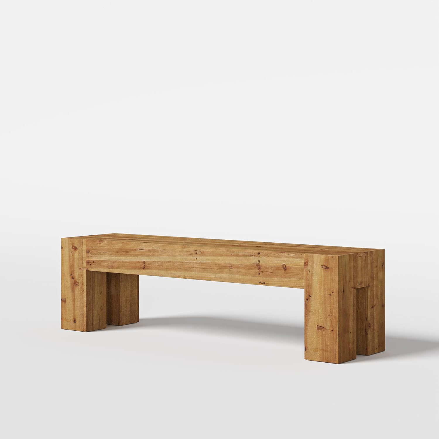 63" Entryway Bench, Solid Wood Bench Heavy Duty TV Stand Media Consoles