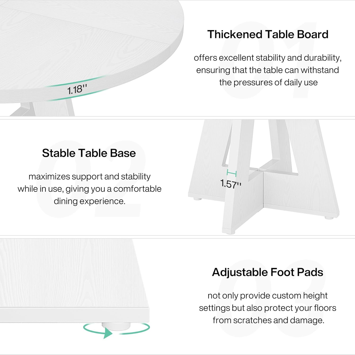 Tribesigns 47 Inch Round Dining Table, Farmhouse Kitchen Table for 4-6