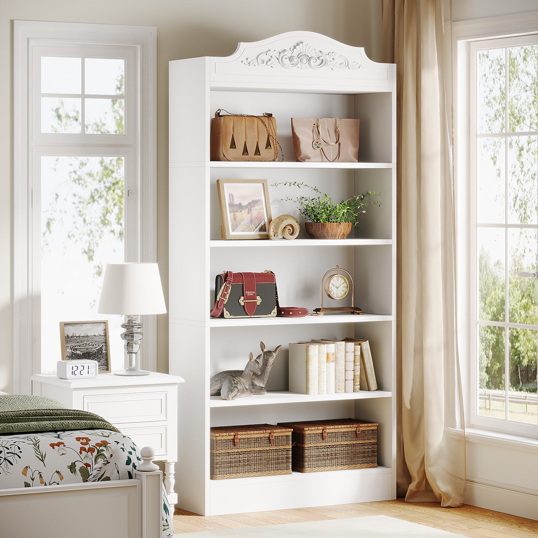 72" Modern Bookshelf, Freestanding Etagere Bookcase with Storage Shelves Tribesigns