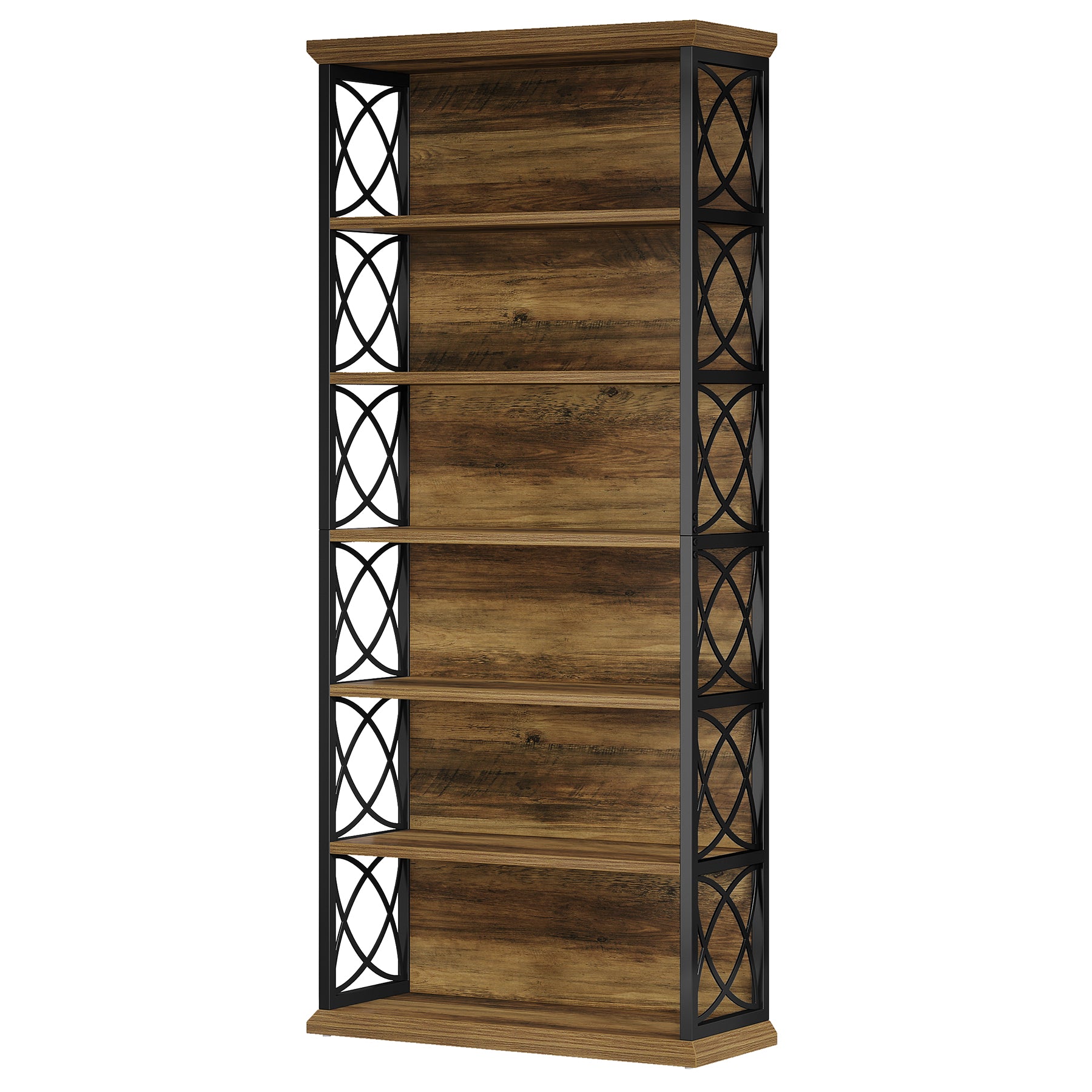 72" Tall Bookshelf, 6-Tier Industrial Etagere Bookcase with Open Storage Shelves