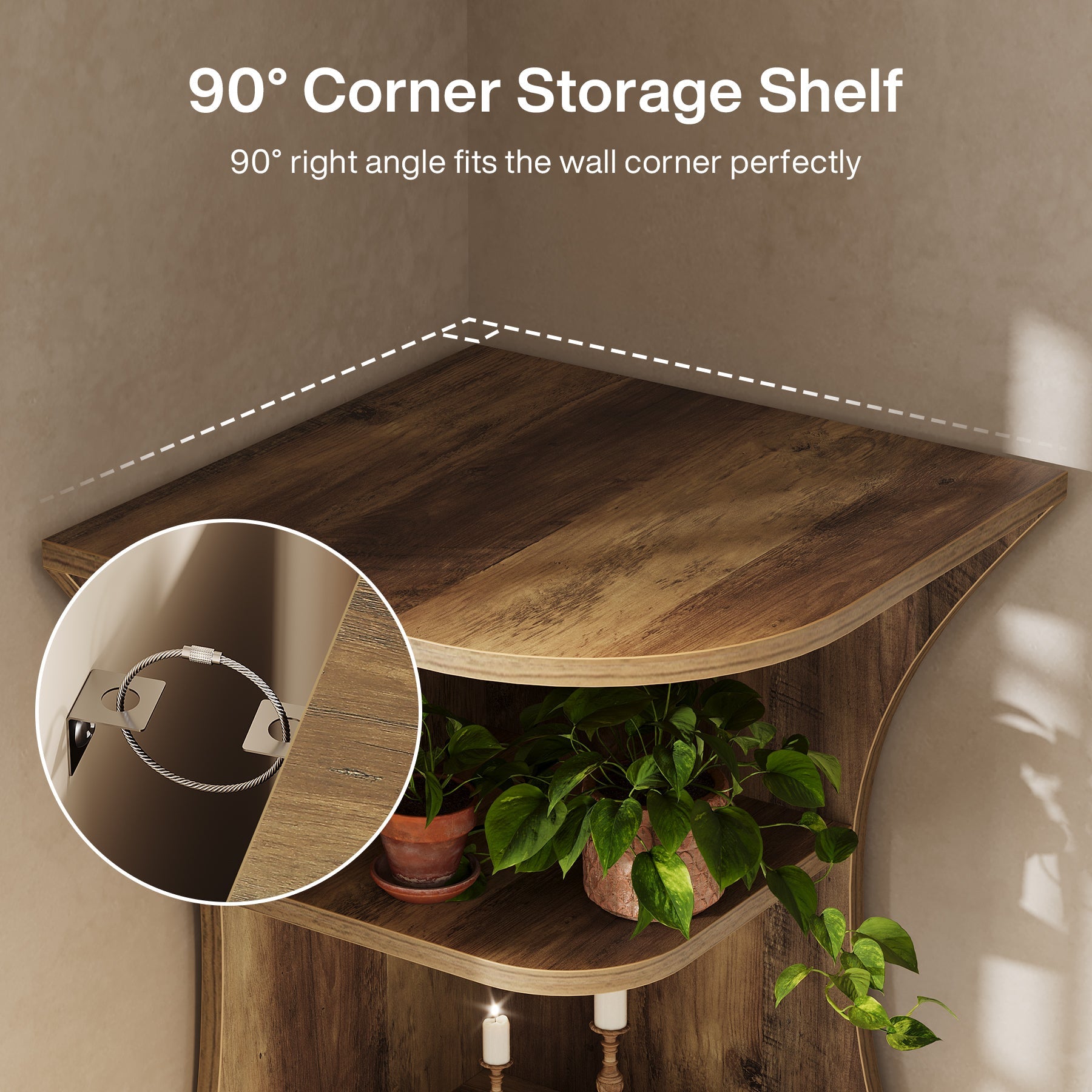 73.2" Corner Shelf, Farmhouse 6 - Tier Corner Bookcase for Small Space Tribesigns