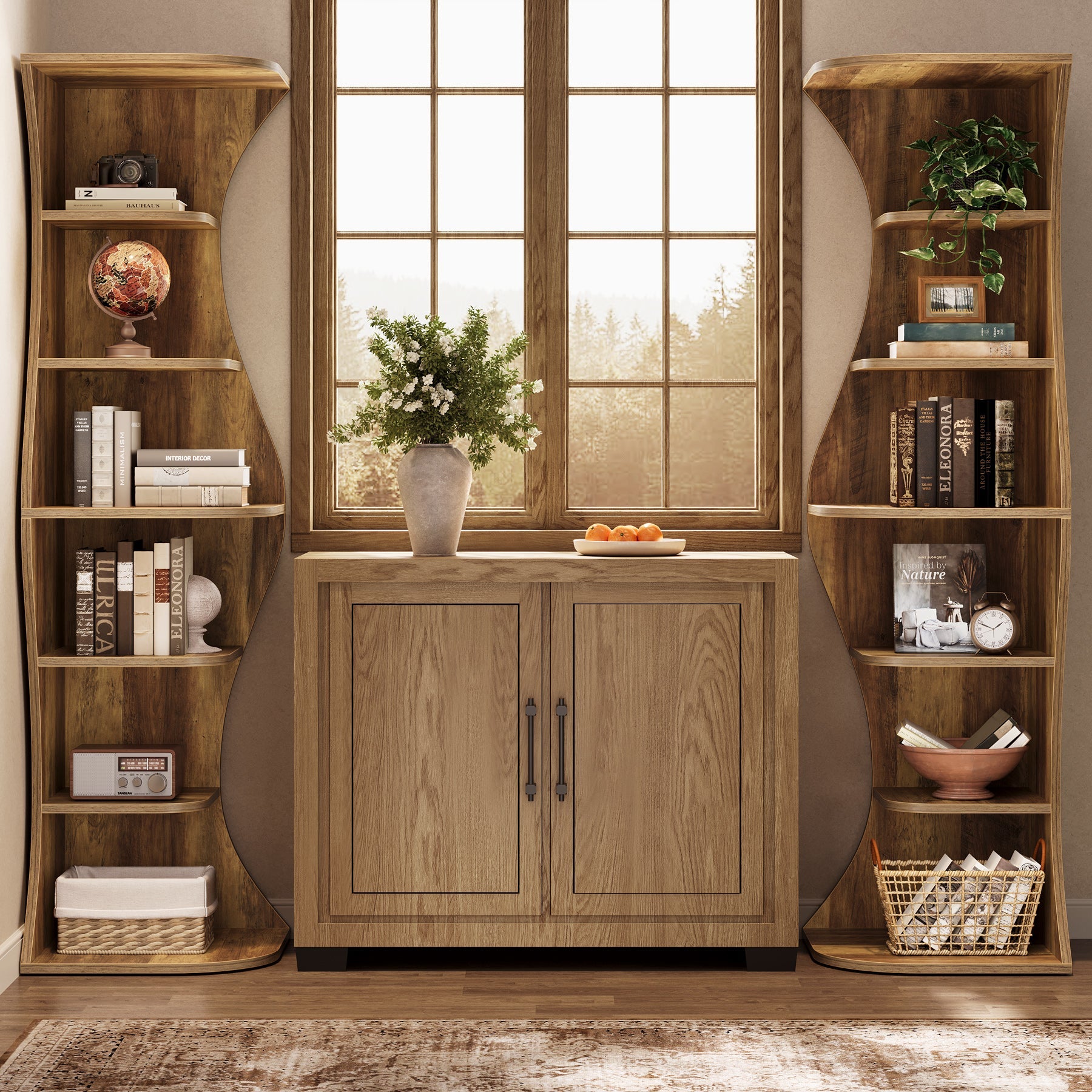 73.2" Corner Shelf, Farmhouse 6 - Tier Corner Bookcase for Small Space Tribesigns