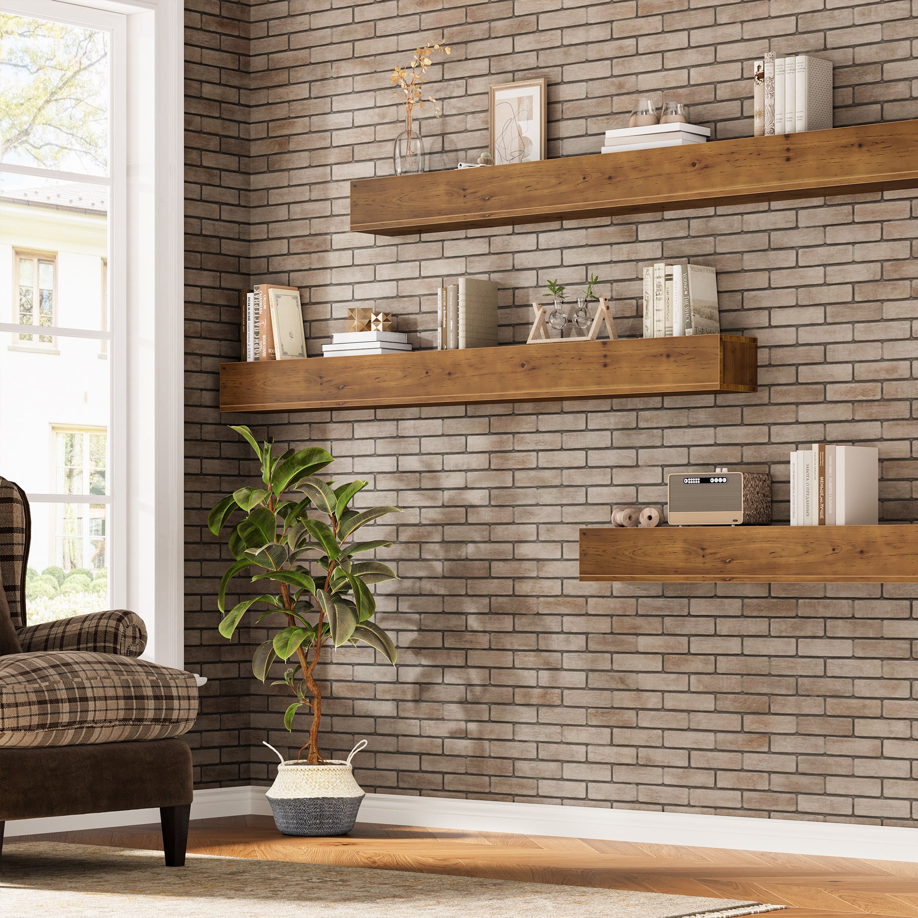 74.8" Fireplace Mantel Shelf, Wall Mounted Floating Shelves Display Shelves