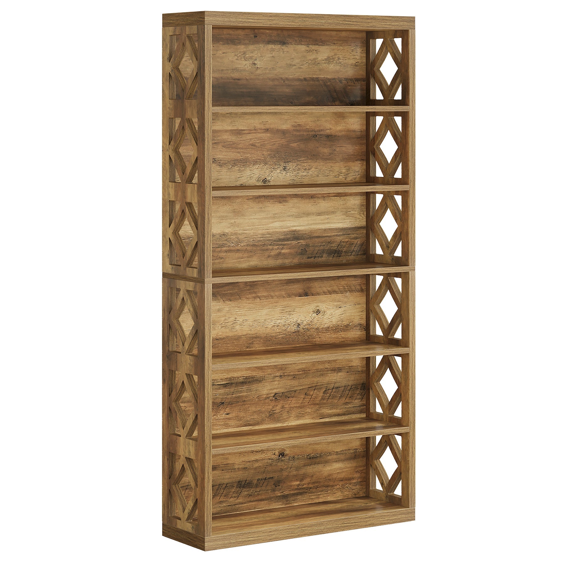 74.8" Bookshelf, 6 - Tier Bookcase Standing Open Display Storage Shelves Tribesigns
