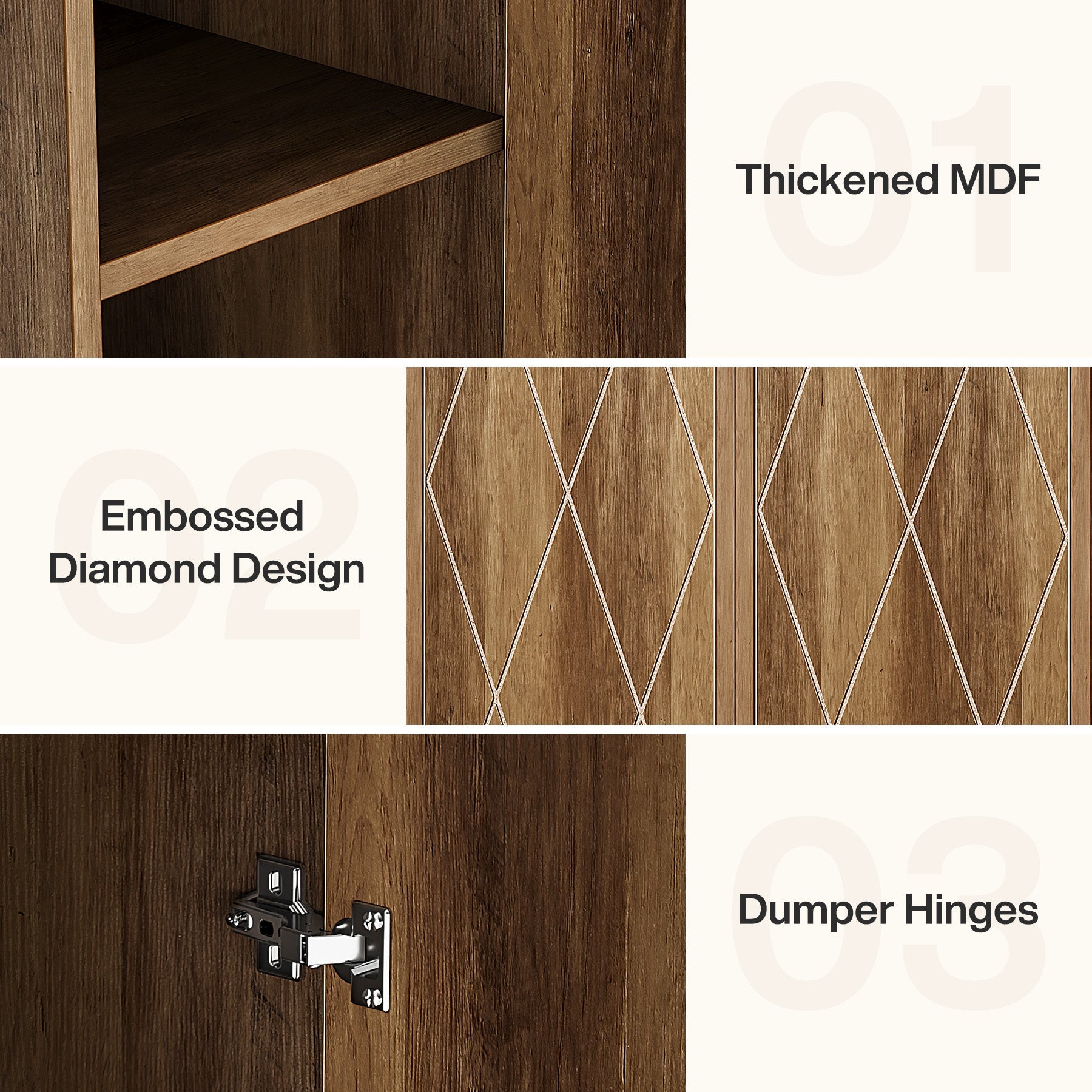 75" Wood Storage Cabinet, Free - Standing Cube Cabinet with 6 Shelves Tribesigns