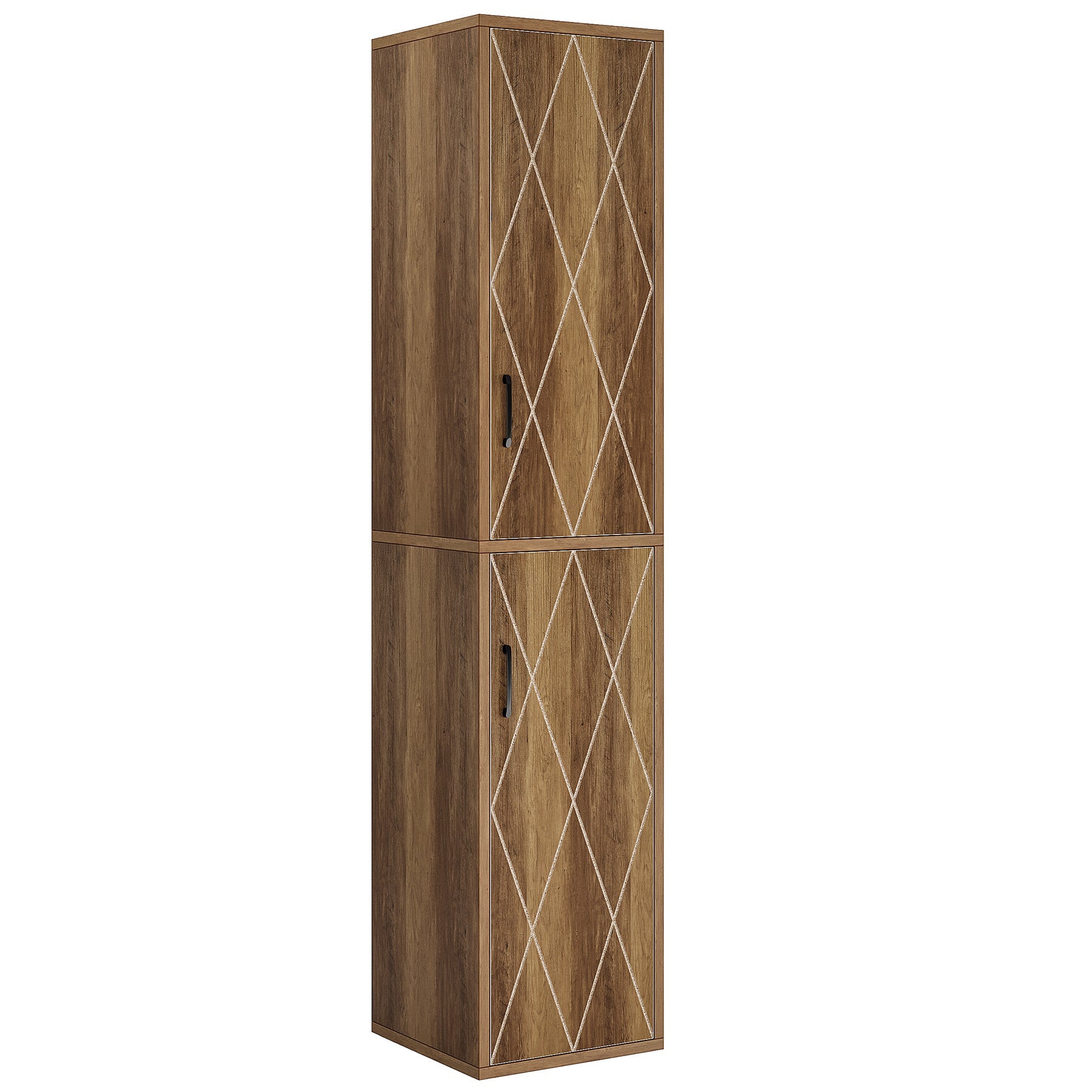 75" Wood Storage Cabinet, Free - Standing Cube Cabinet with 6 Shelves Tribesigns