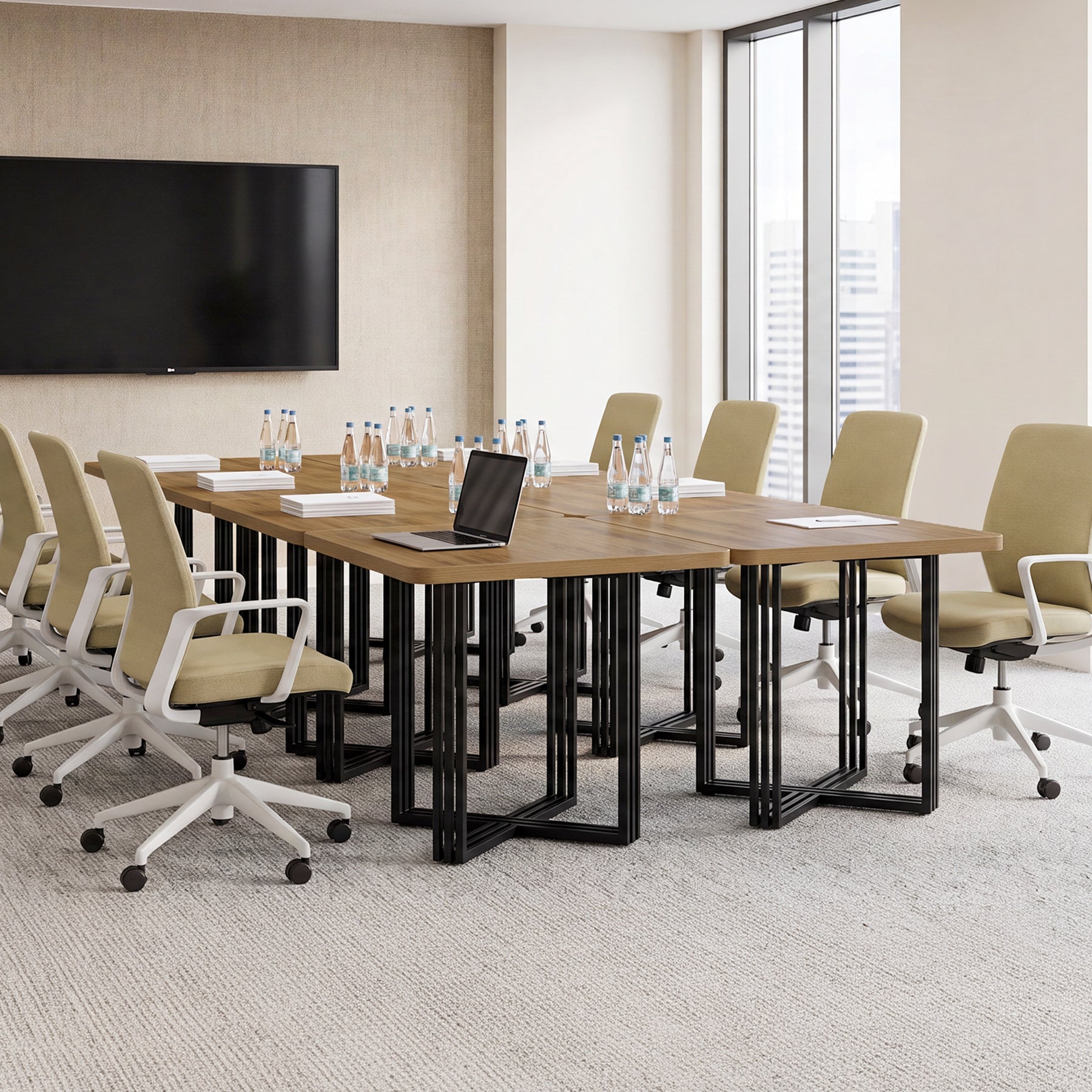 39.4-Inch Conference Table for 4, Compact Modular Meeting Table for Small Offices