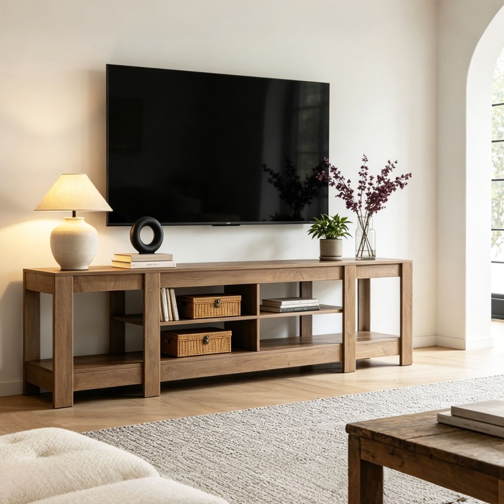 78.7" Low TV Stand, Farmhouse Media Console with Shelf for TVs Up to 85"