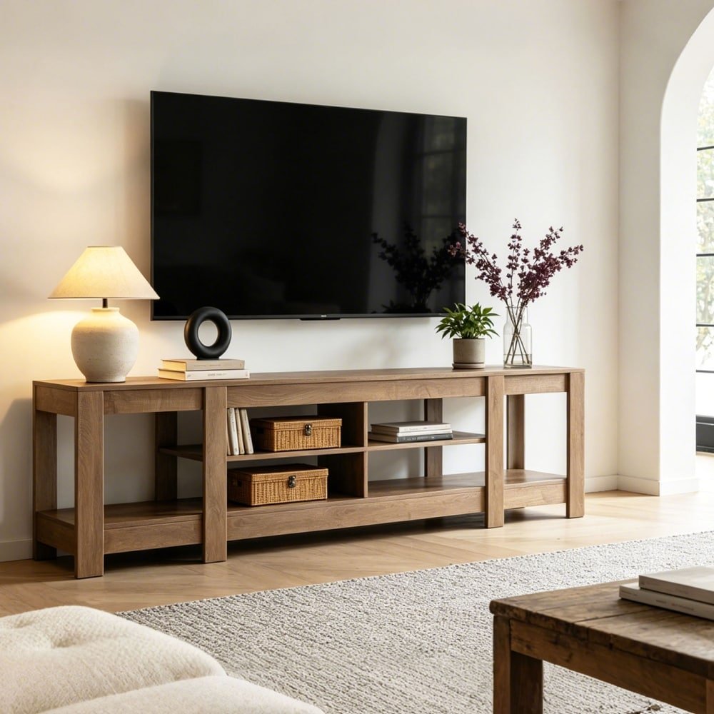 78.7" Low TV Stand, Farmhouse Media Console with Shelf for TVs Up to 85"