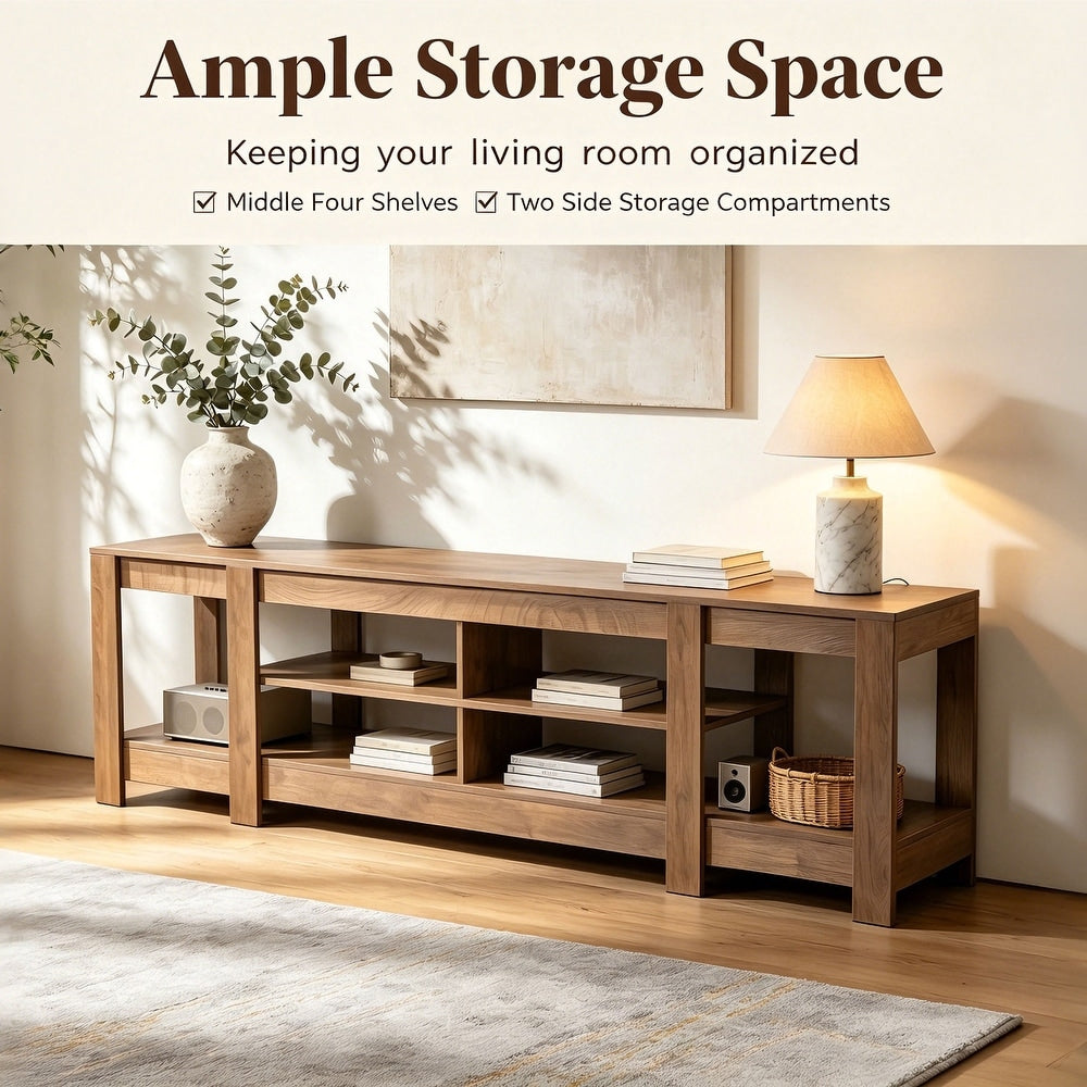 78.7" Low TV Stand, Farmhouse Media Console with Shelf for TVs Up to 85"