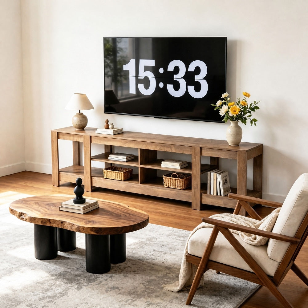 78.7" Low TV Stand, Farmhouse Media Console with Shelf for TVs Up to 85"
