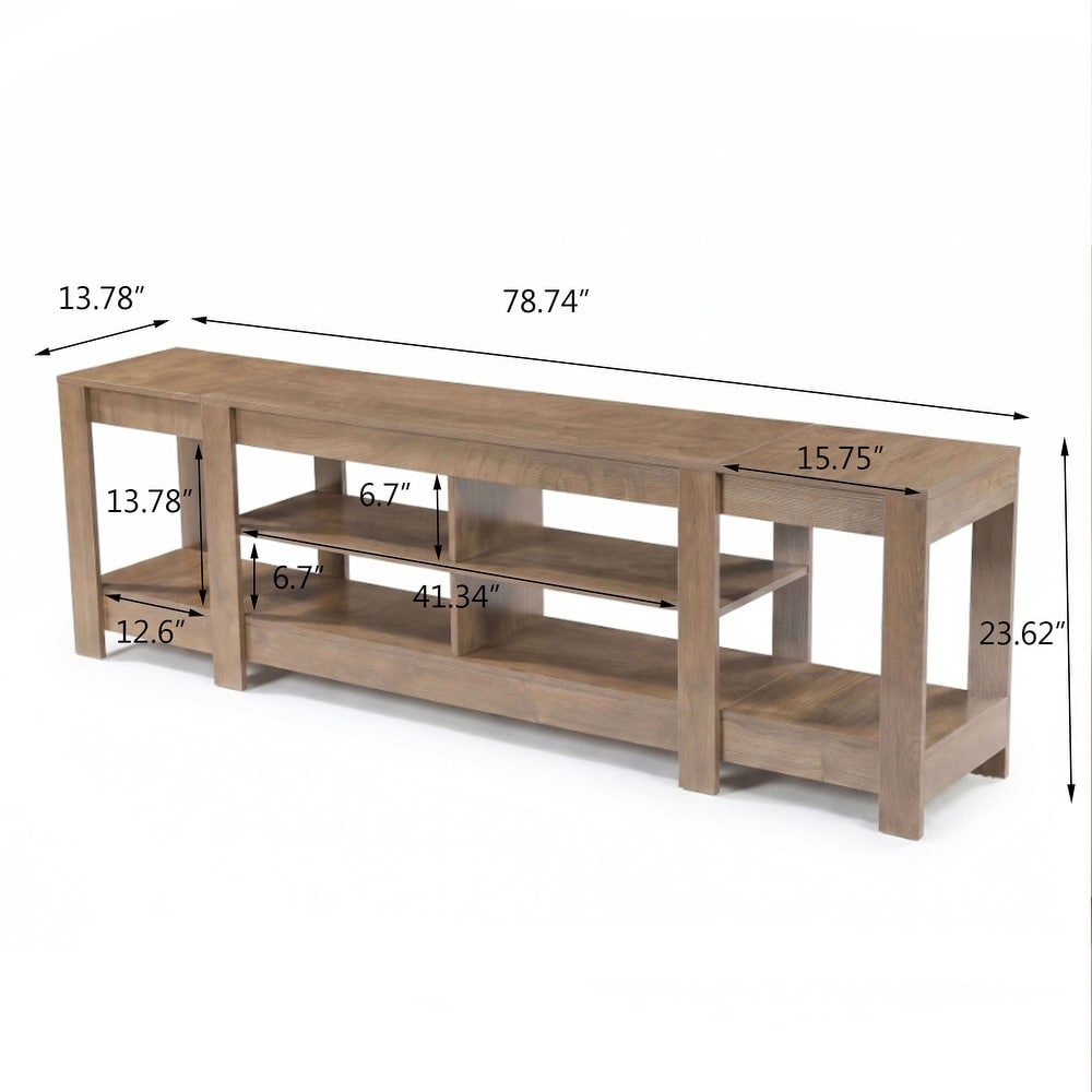 78.7" Low TV Stand, Farmhouse Media Console with Shelf for TVs Up to 85"