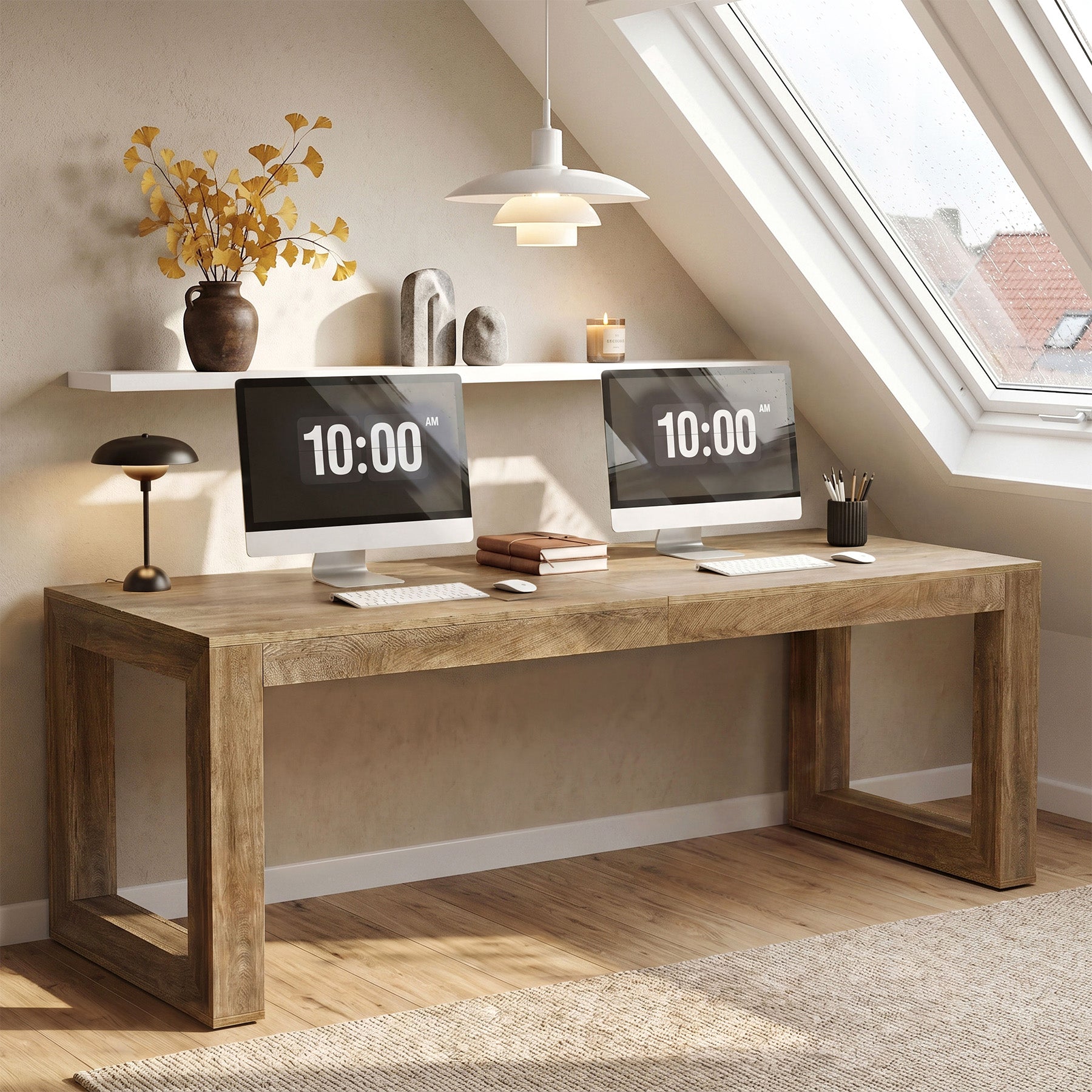 78.7" Executive Double Desks, Large Home Office Computer Writing Table