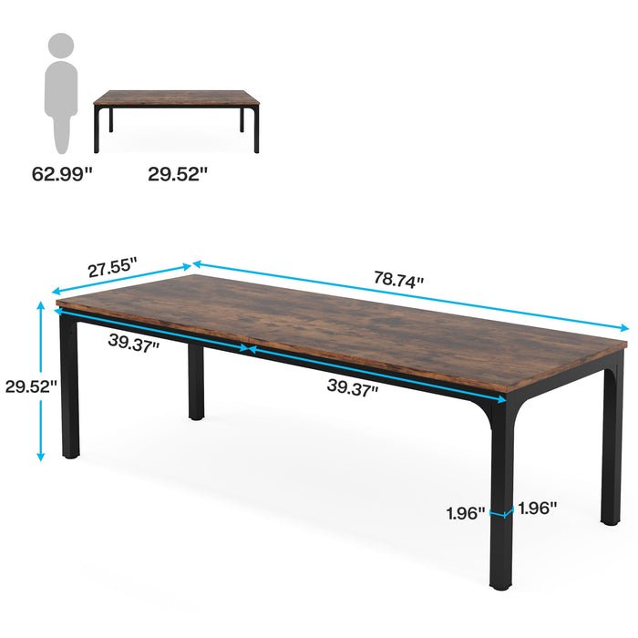 78.7" Rectangular Dining Table for 6–8 People, Long Kitchen Table