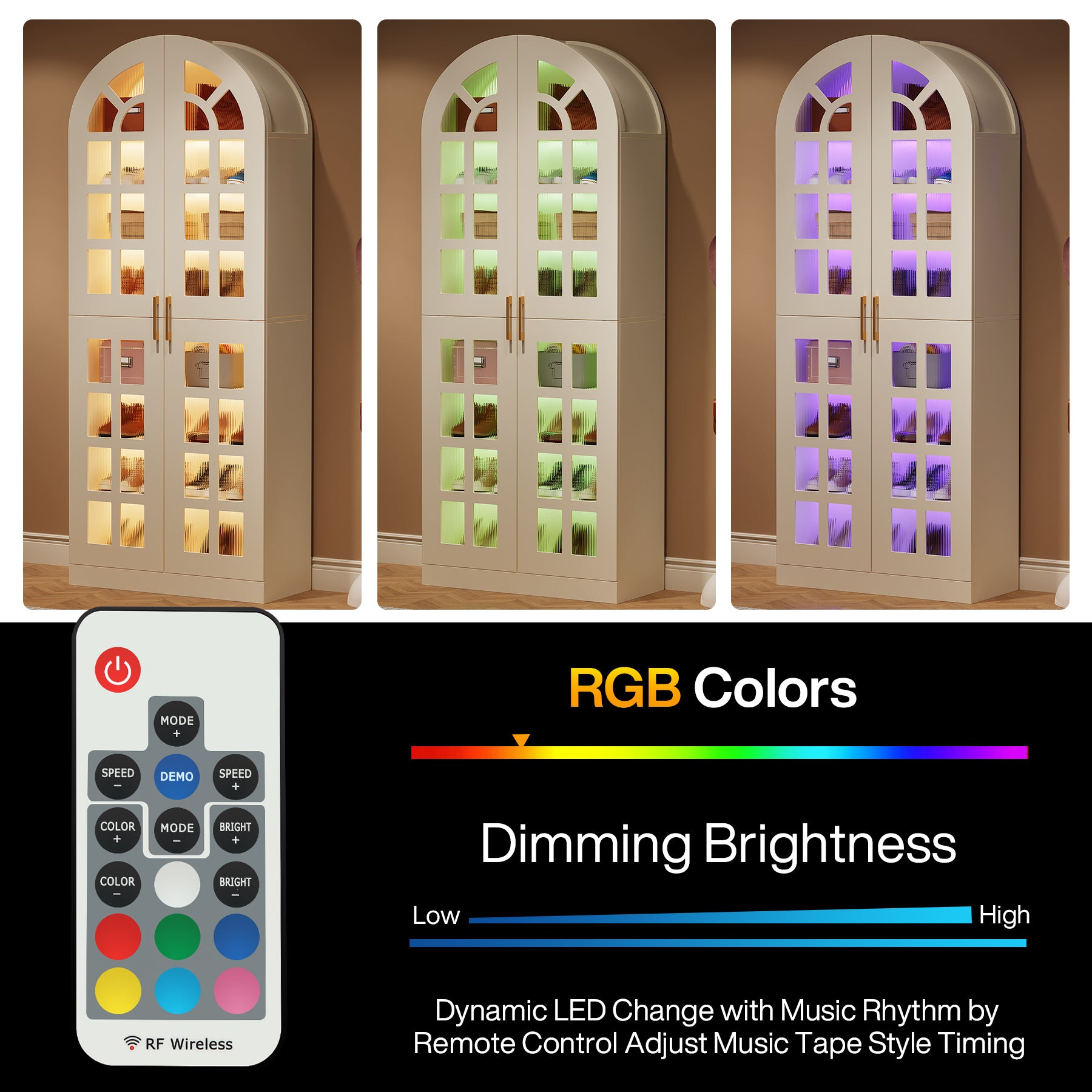 78.7" Shoe Cabinet, 8-Tier Modern Shoes Organizer Rack with Led Lights