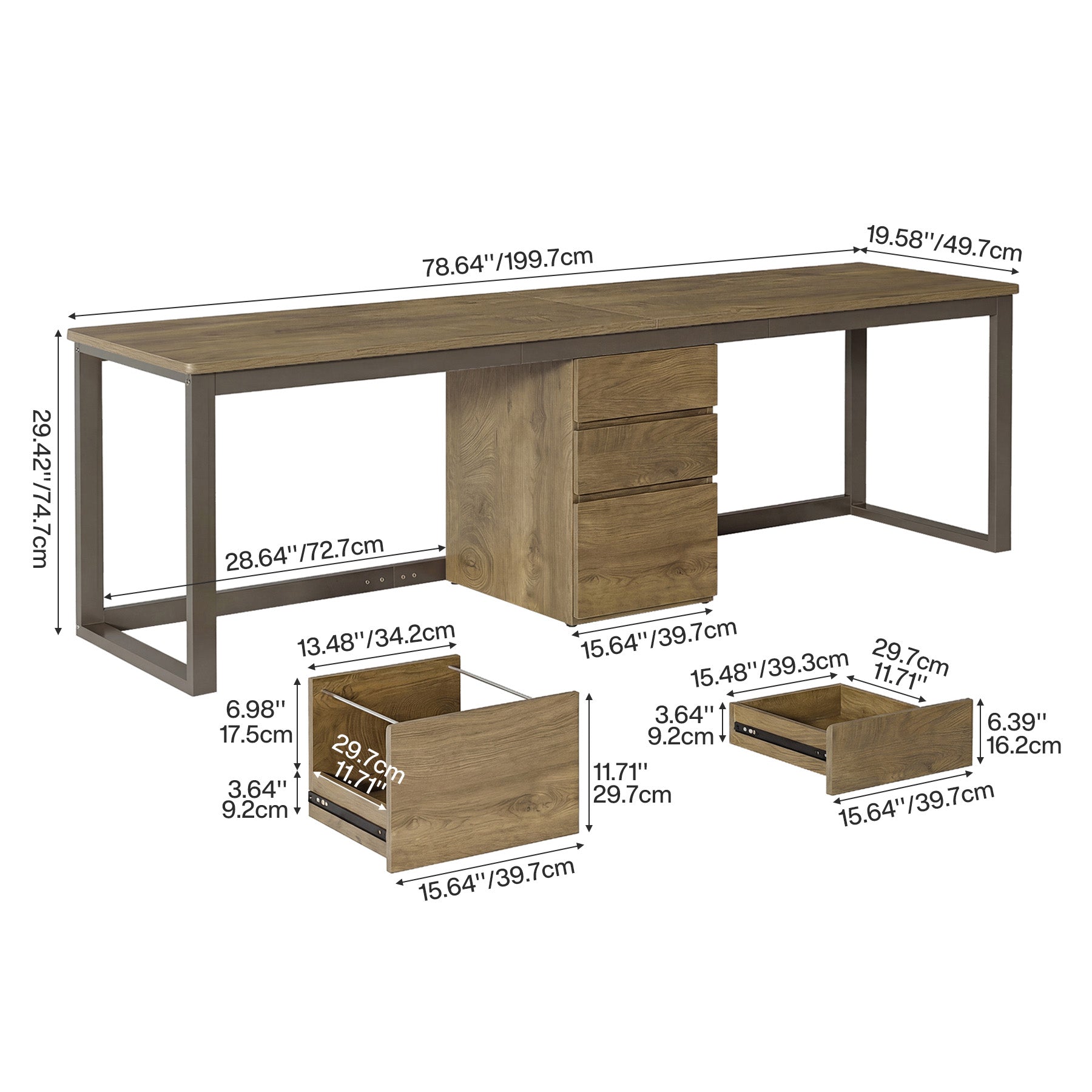 78.7" Two Person Computer Desk, Modern Executive Desk with 3 Drawers for Home Office