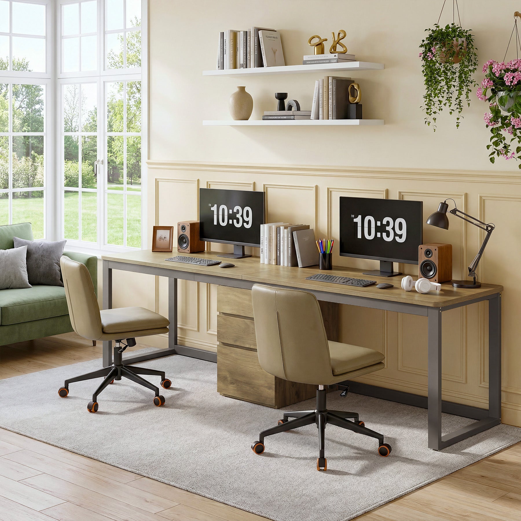 78.7" Two Person Computer Desk, Modern Executive Desk with 3 Drawers for Home Office