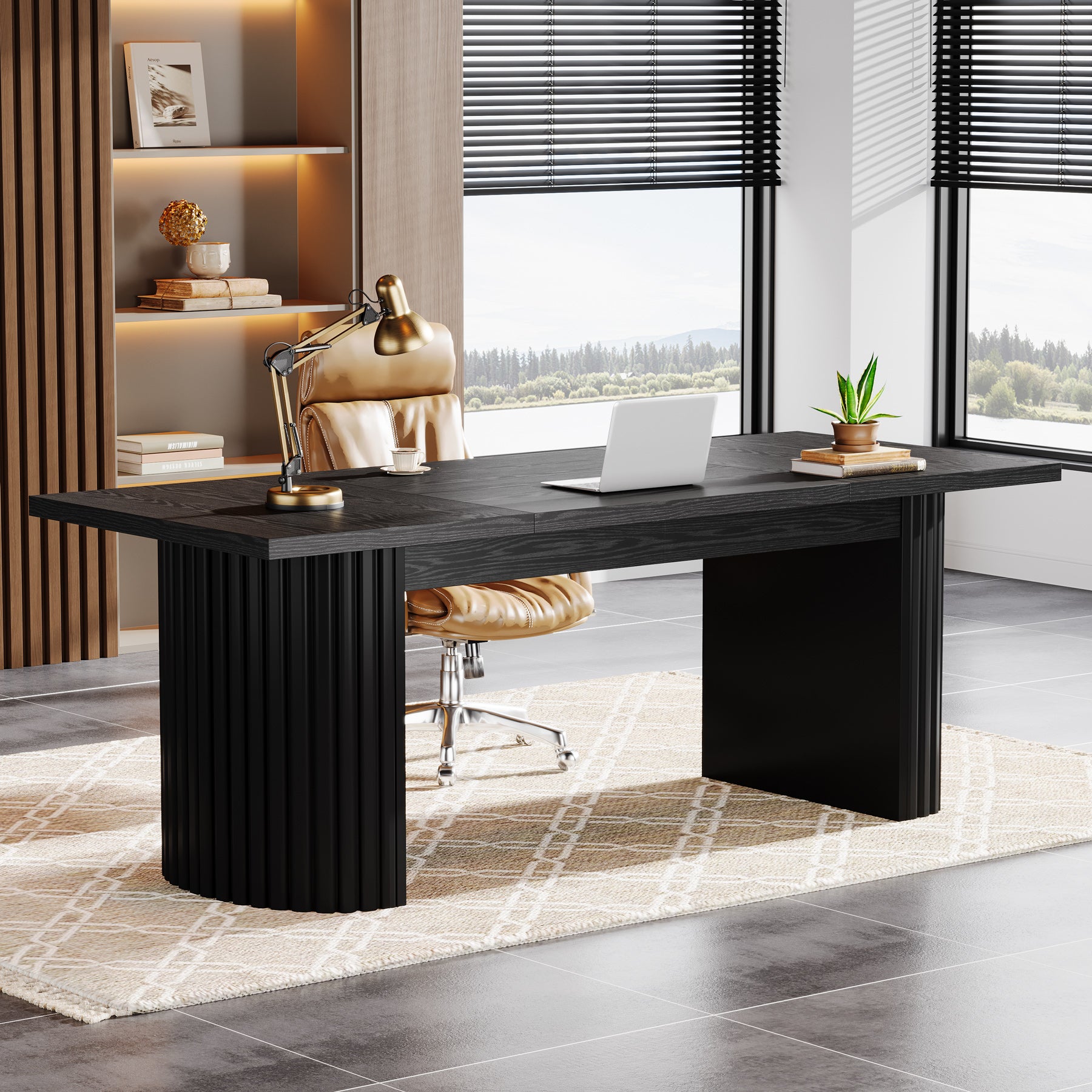 78.8" Executive Desk, Large Computer Office Desk with Double Pedestal