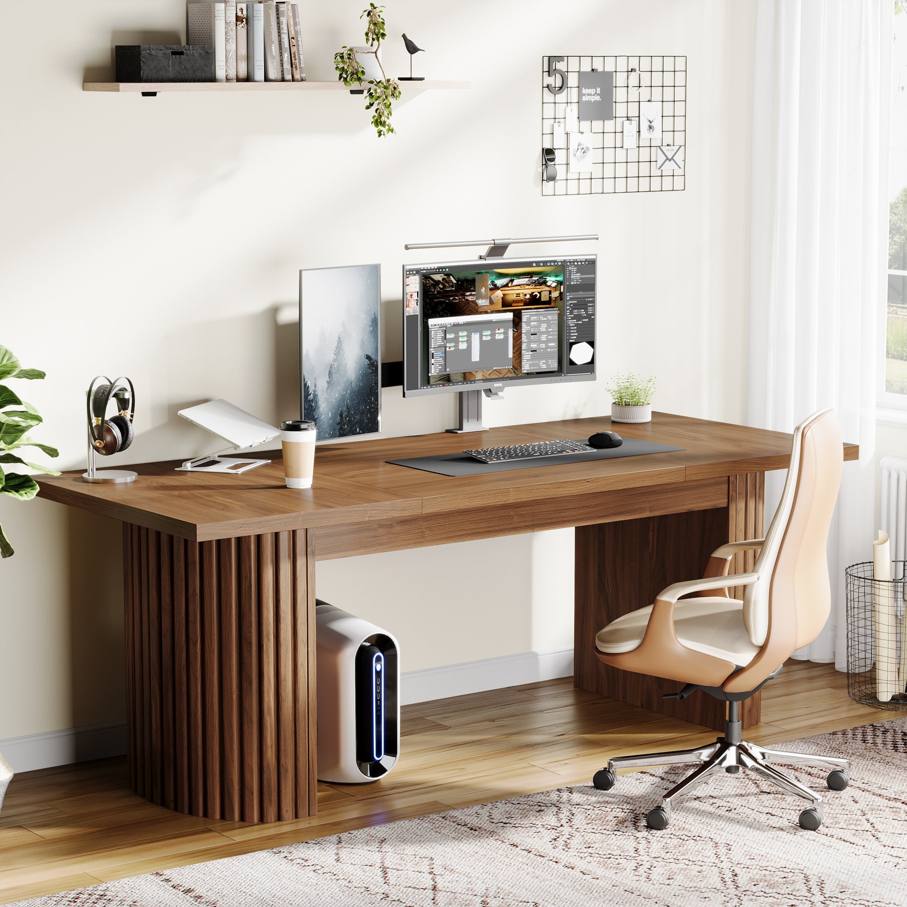 78.8" Executive Desk, Large Computer Office Desk with Double Pedestal