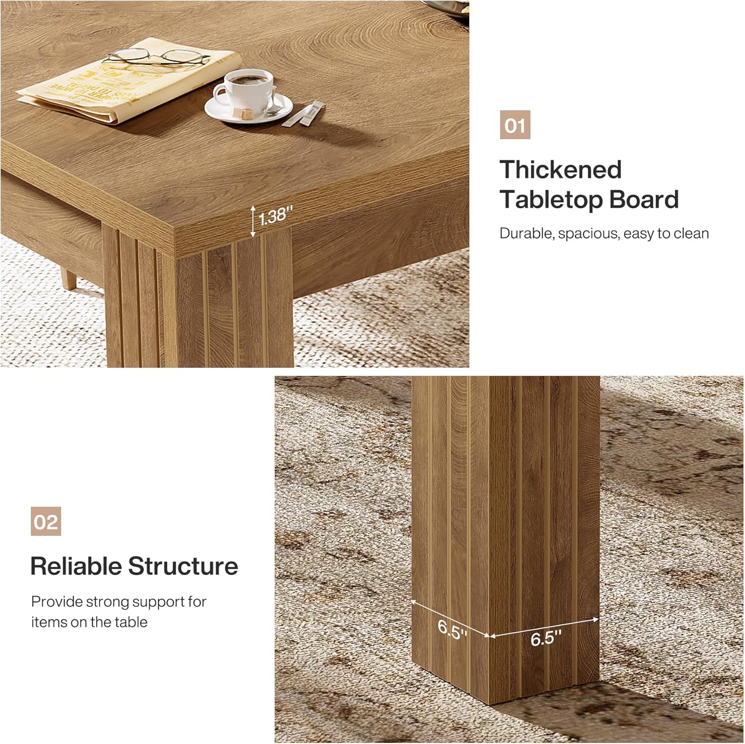 78.7" Dining Table, Rectangle Kitchen Dinner Table For 6 Tribesigns