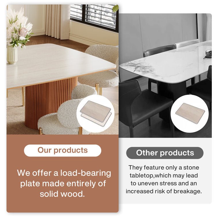 78.7" Wood Dining Table, Luxury Stone Kitchen Table for 8 Tribesigns