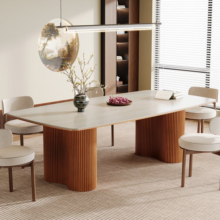 78.7" Sintered Stone Dining Table for 8 with Solid Wood Legs