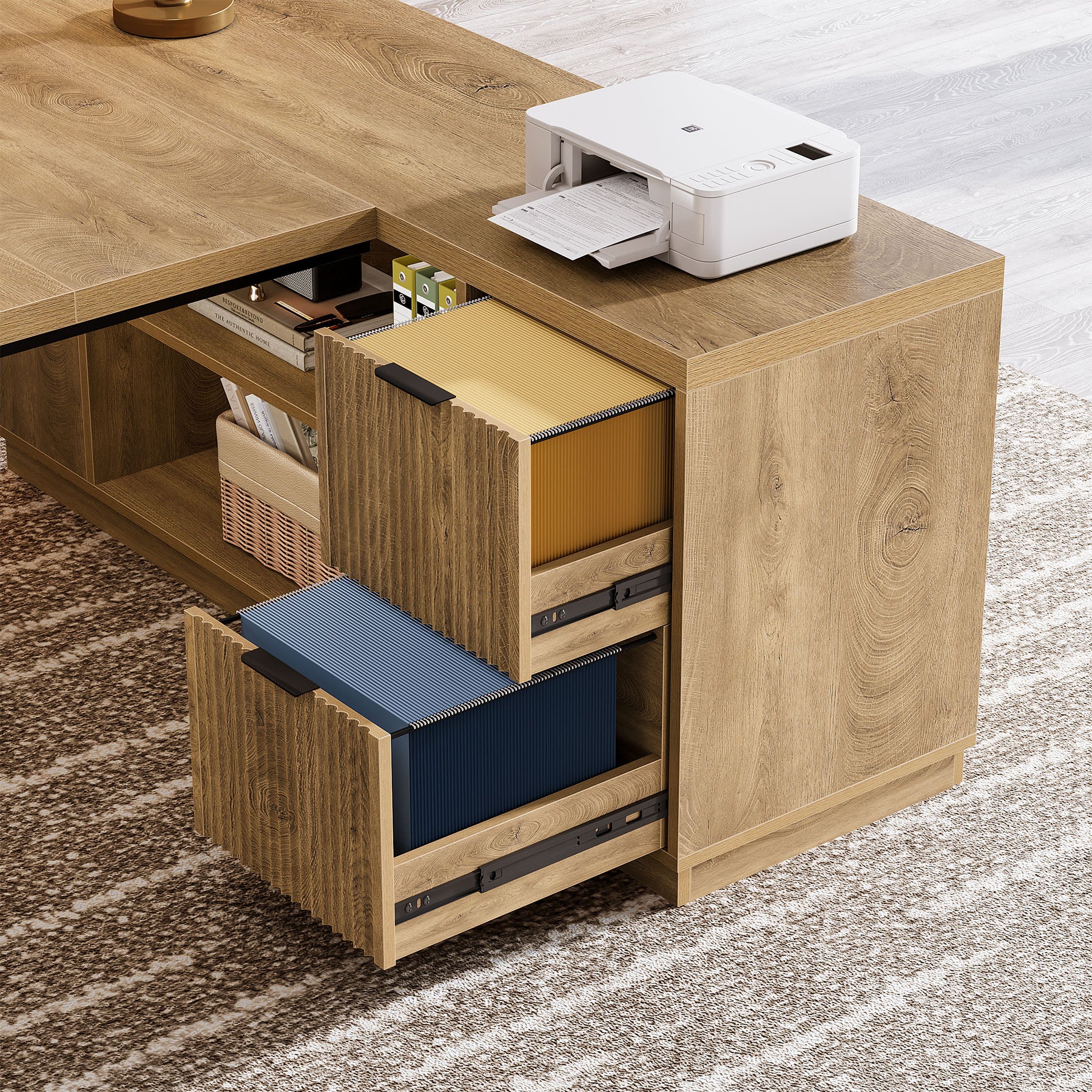 78" L Shaped Executive Desk, Corner Computer Desk Home Office Desk