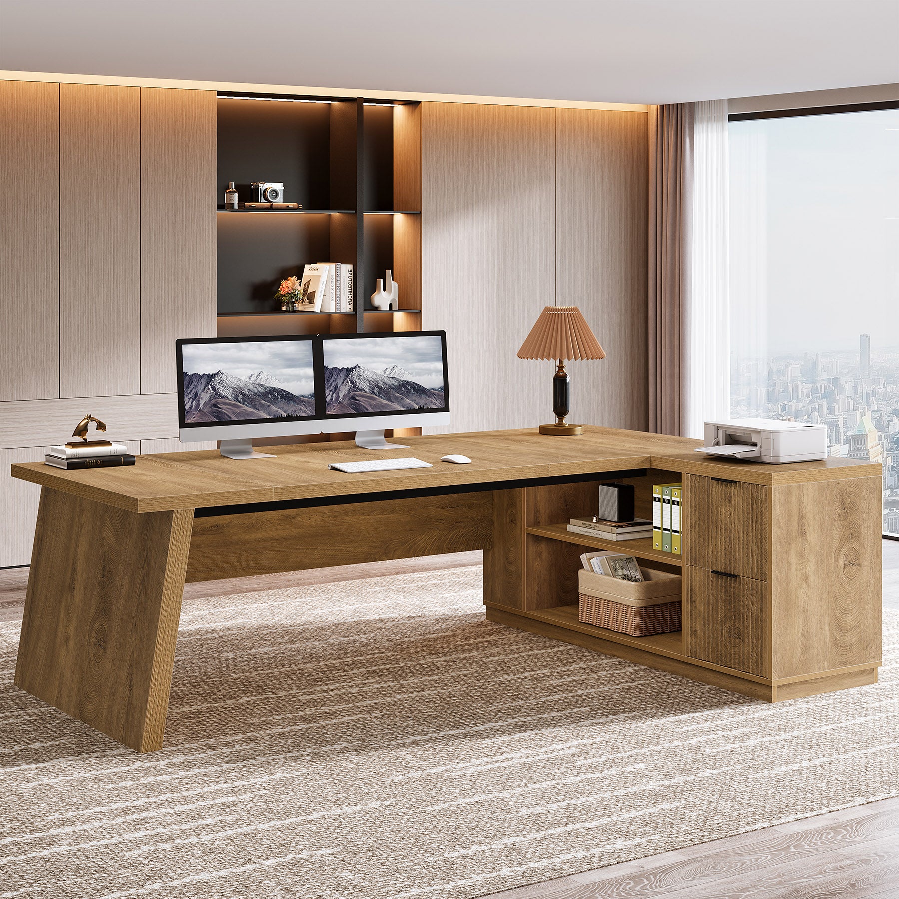 78" L Shaped Executive Desk, Corner Computer Desk Home Office Desk