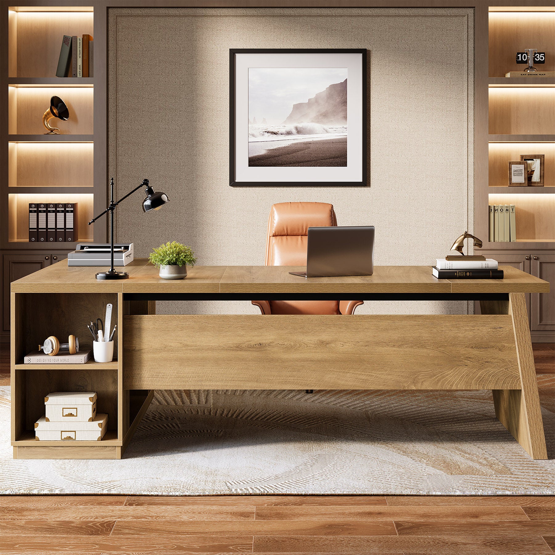 78" L Shaped Executive Desk, Corner Computer Desk Home Office Desk