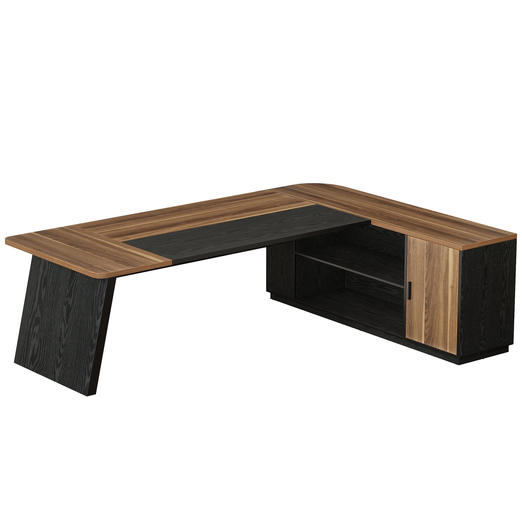 79" Executive Desk, L-Shaped Office Compter Desk with Cabinet for Home Office