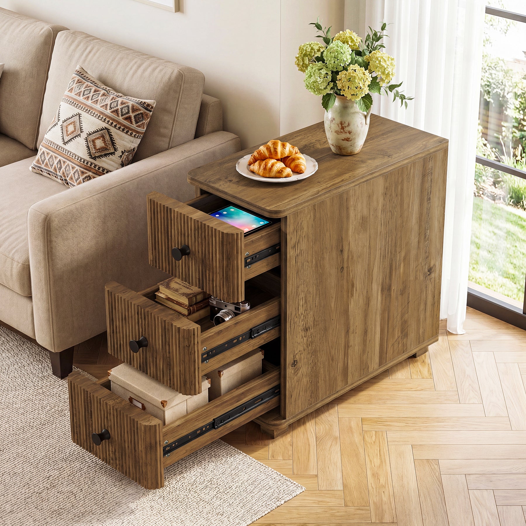 79" Farmhouse Dining Table, Large Kitchen Table with Storage Shelves for Dining Room & Kitchen
