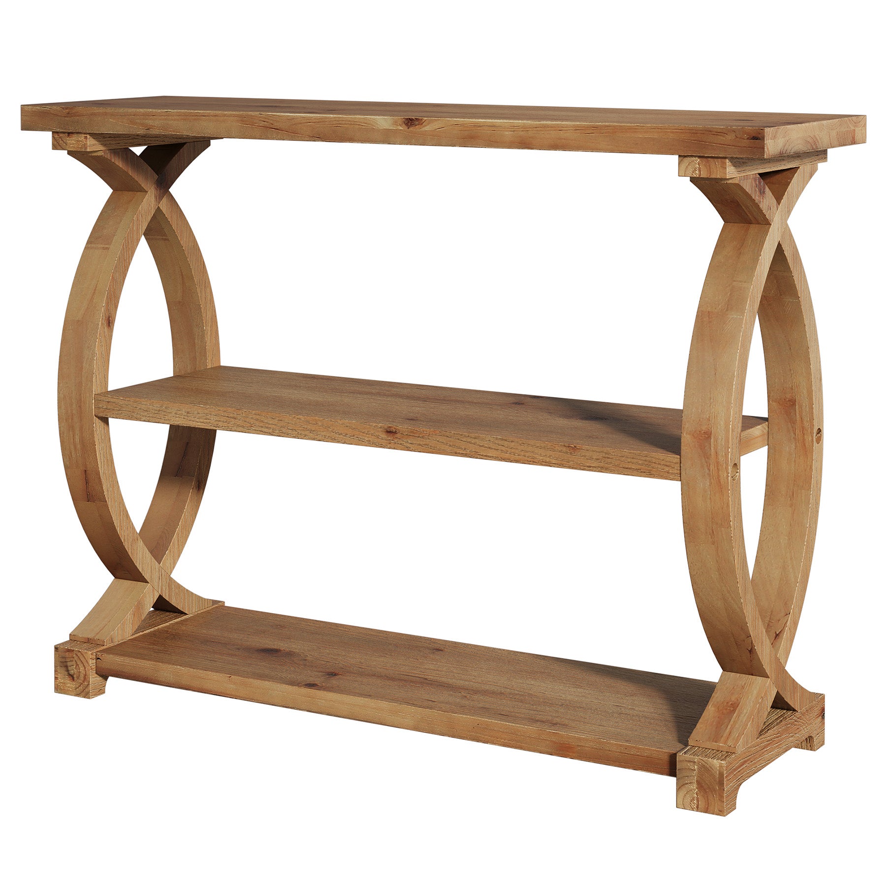 41.34" Solid Wood Console Table with 3-Tier Storage, Rustic Sofa Table for Entryway & Living Room